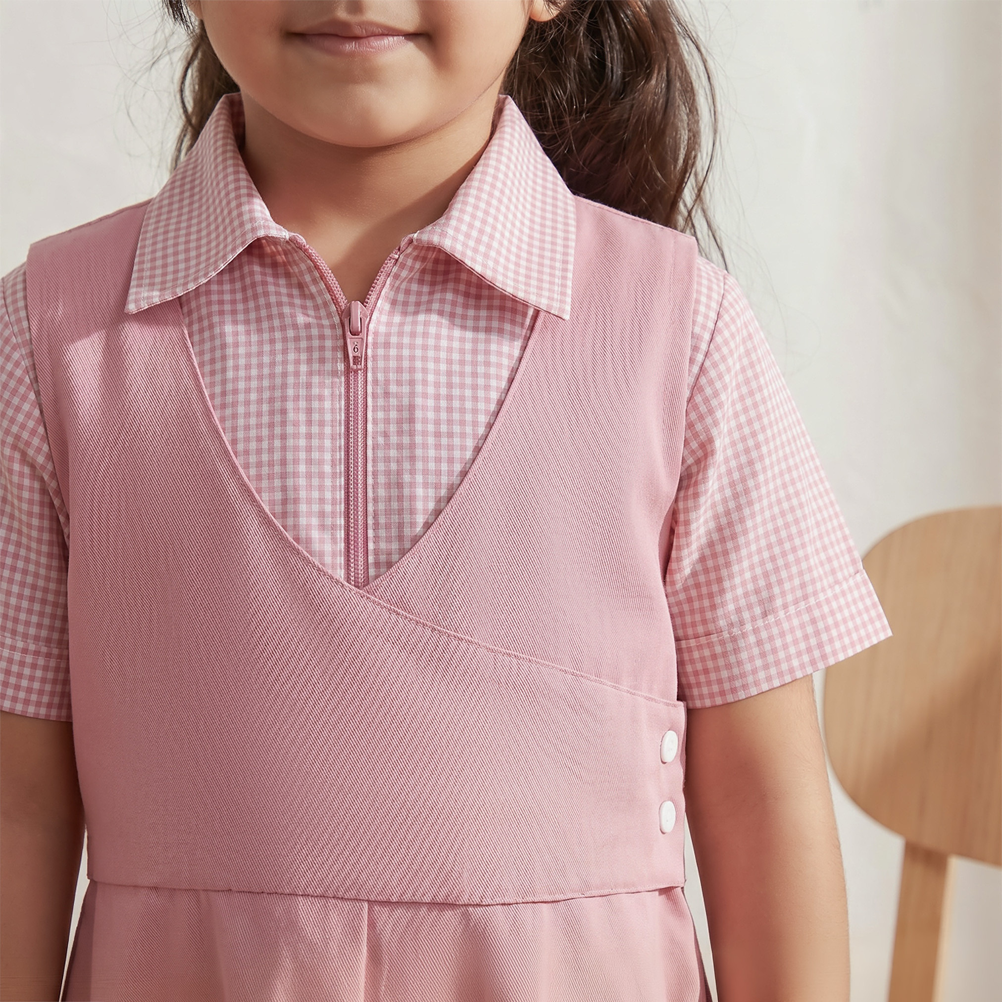 Juniors Checked School Dress with Collar - Girls-girls-clothing-schoolwear-dresses-image-6