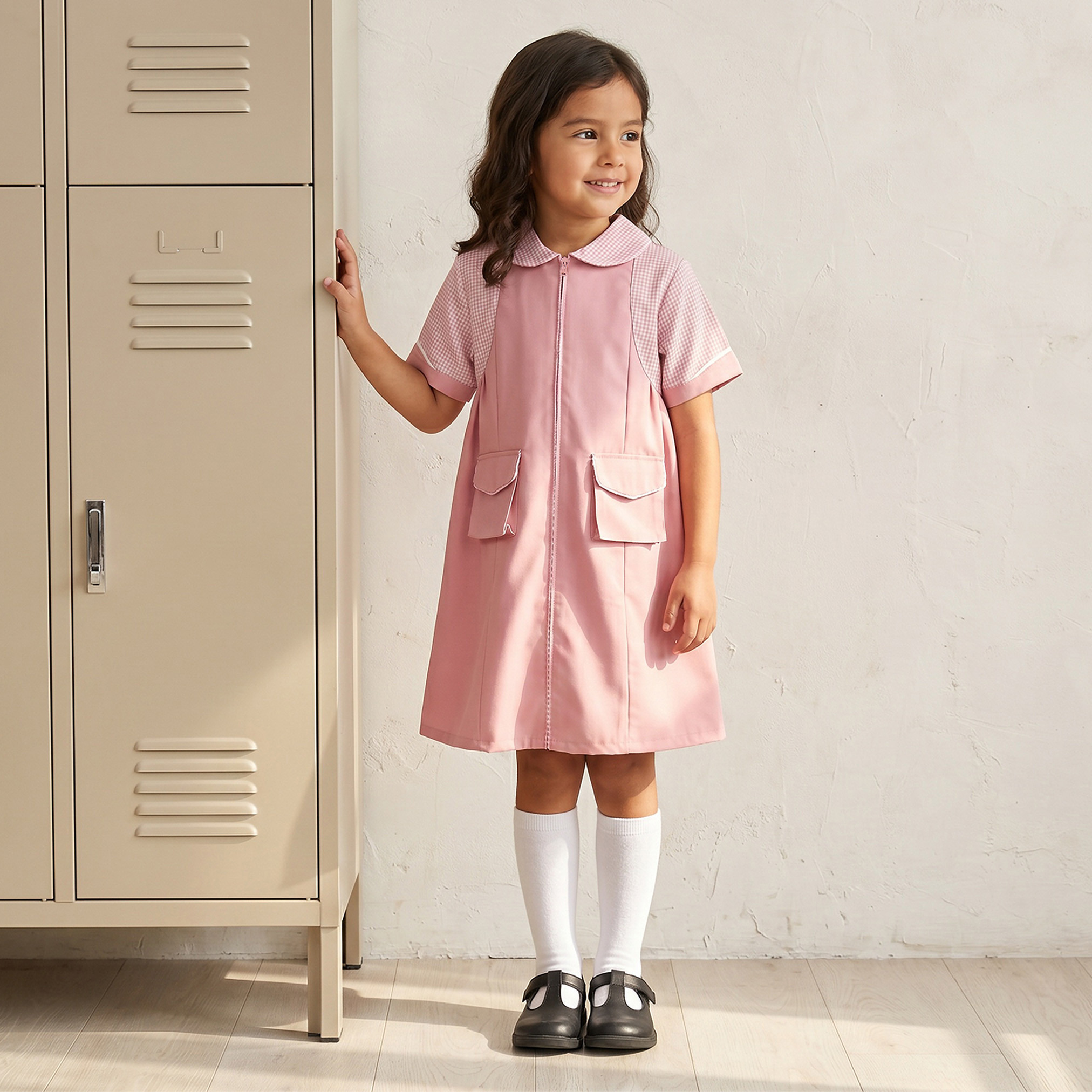 فستان مدرسي بأكمام قصيرة من جونيورز - بنات-girls-clothing-schoolwear-dresses-image-1