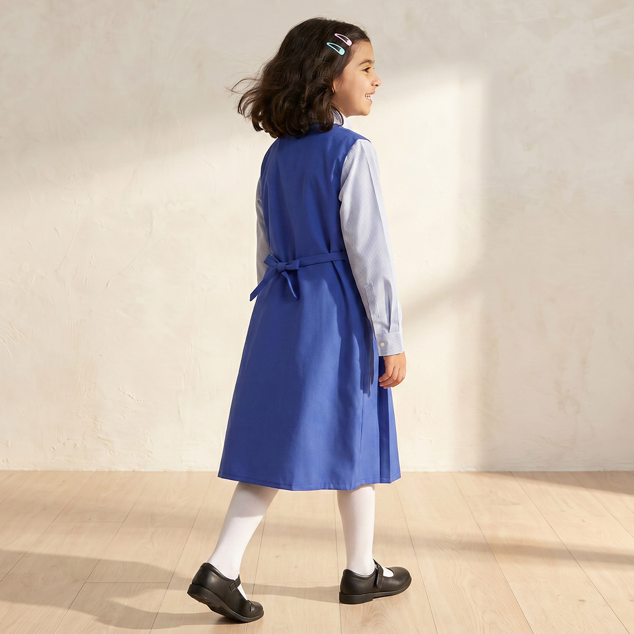 Juniors Blue School Dress with Long Sleeves - Girls-girls-clothing-schoolwear-dresses-image-2