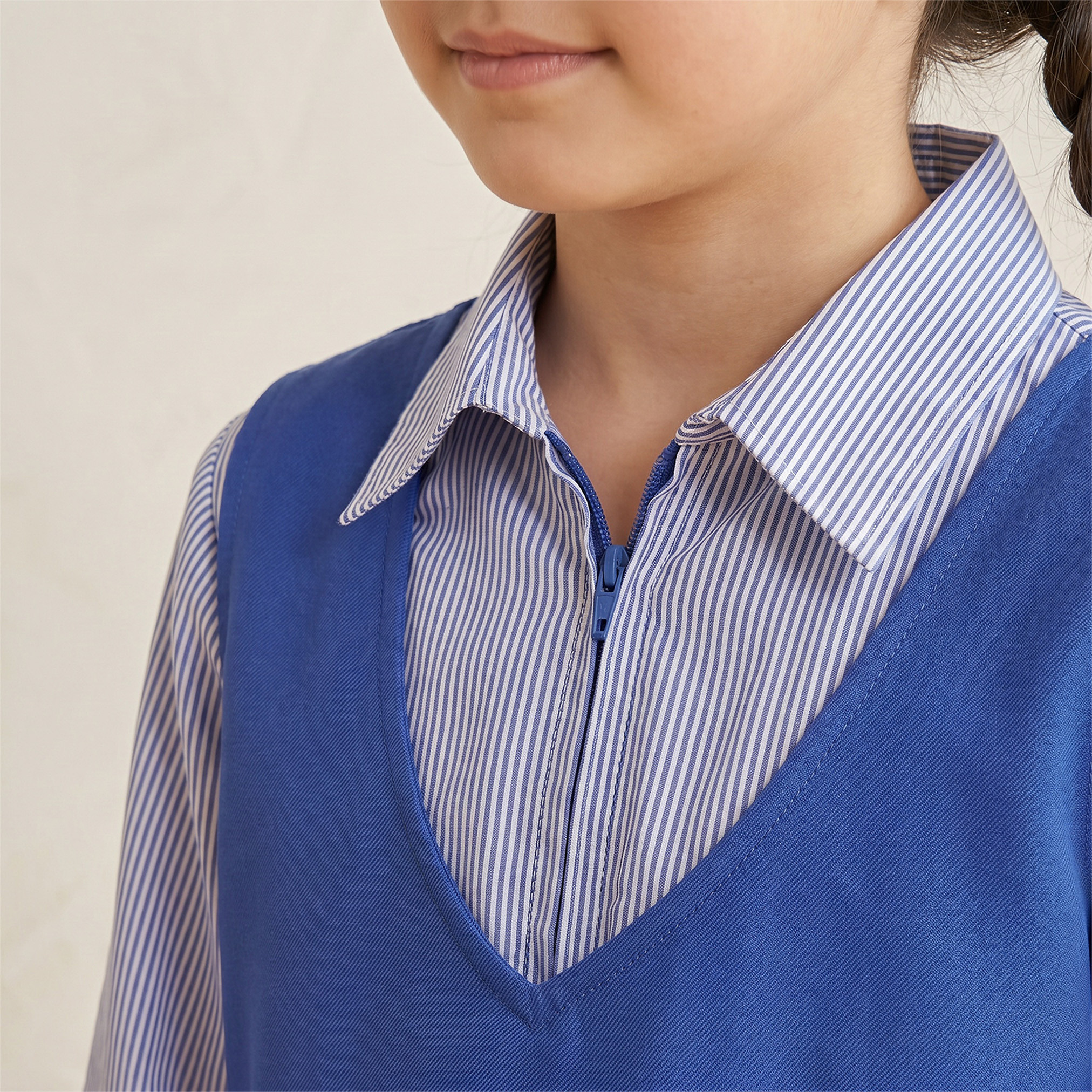 Juniors Blue School Dress with Long Sleeves - Girls-girls-clothing-schoolwear-dresses-image-6