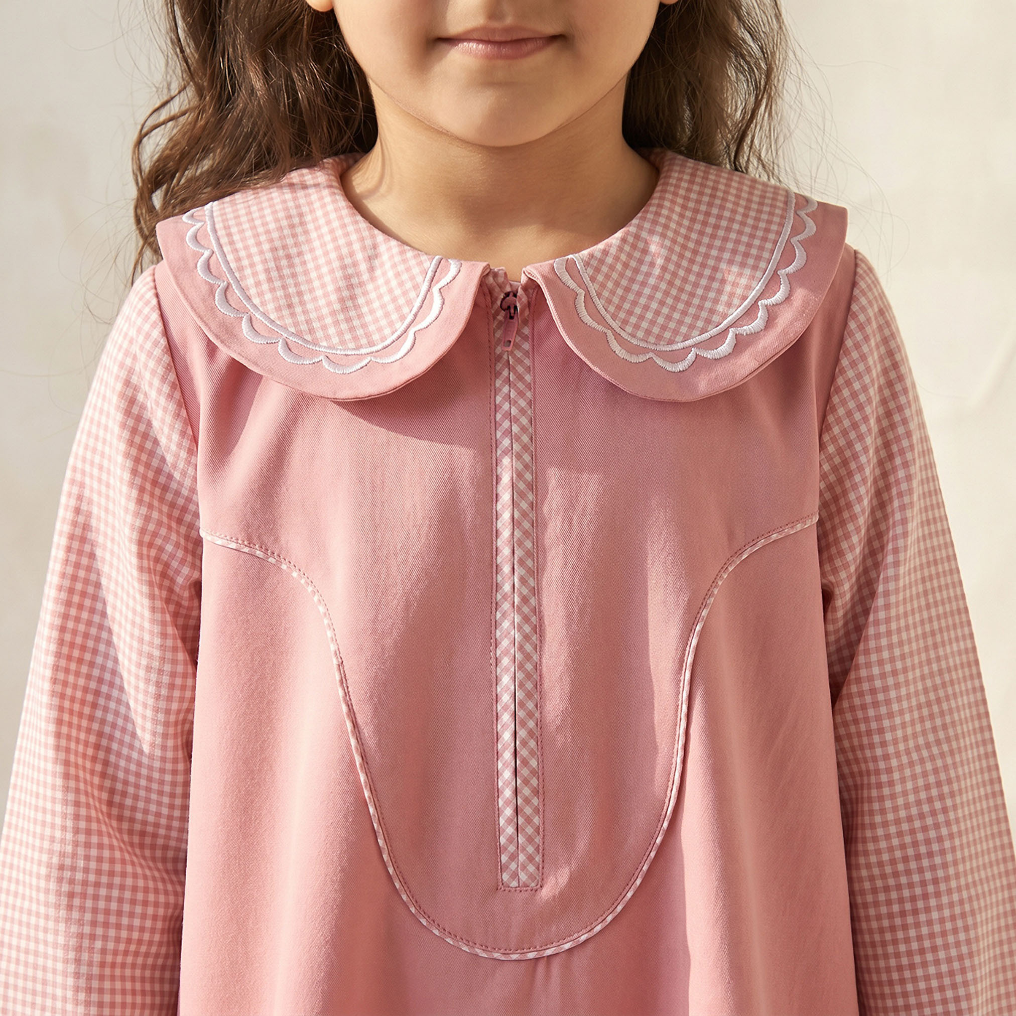Juniors Pink School Dress with Long Sleeves - Girls-girls-clothing-schoolwear-dresses-image-5