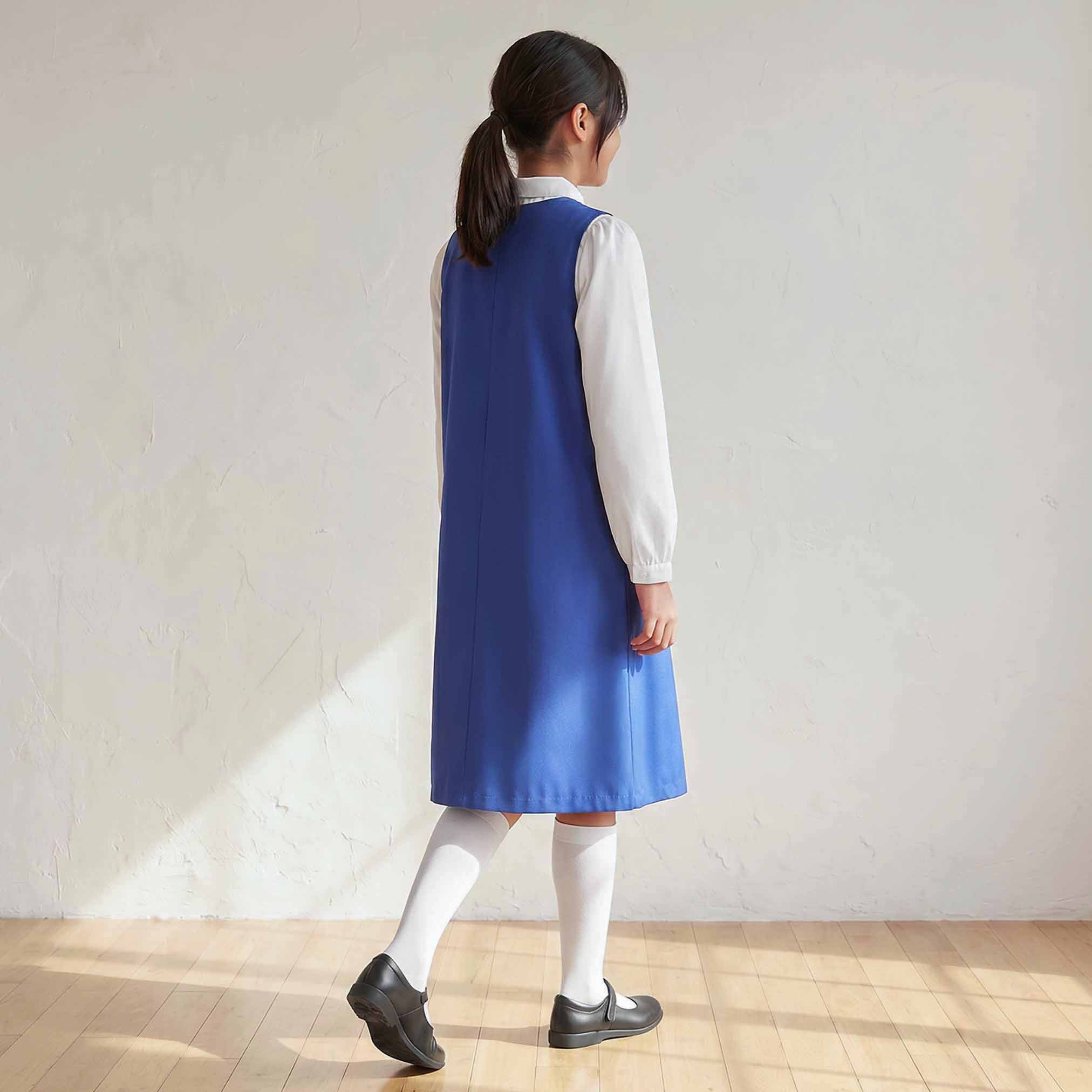 فستان مريلة أزرق بؤقبة مستديرة للبنات من جونيورز-girls-clothing-schoolwear-dresses-image-2