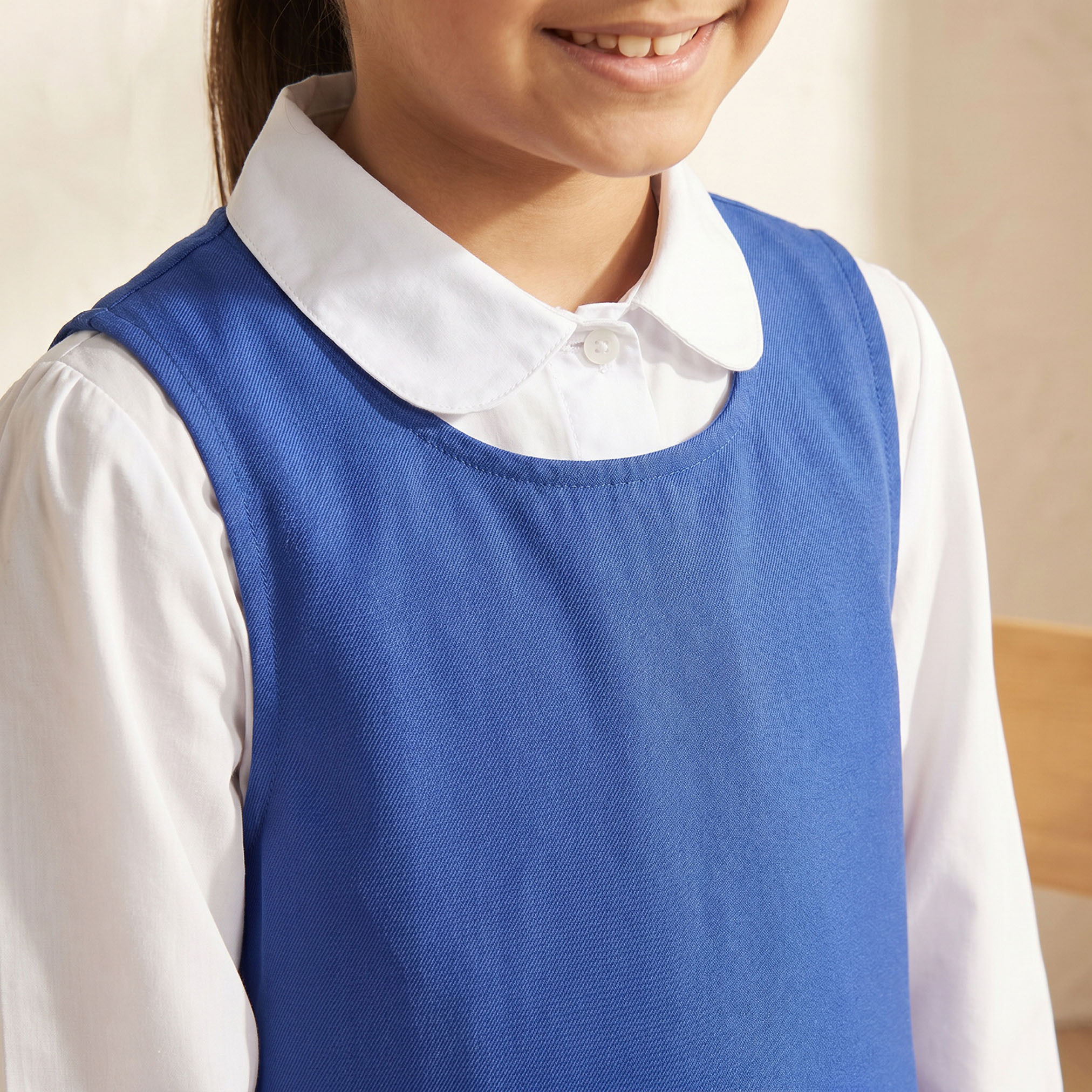 Juniors Blue School Pinafore with Round Neck - Girls-girls-clothing-schoolwear-dresses-image-5