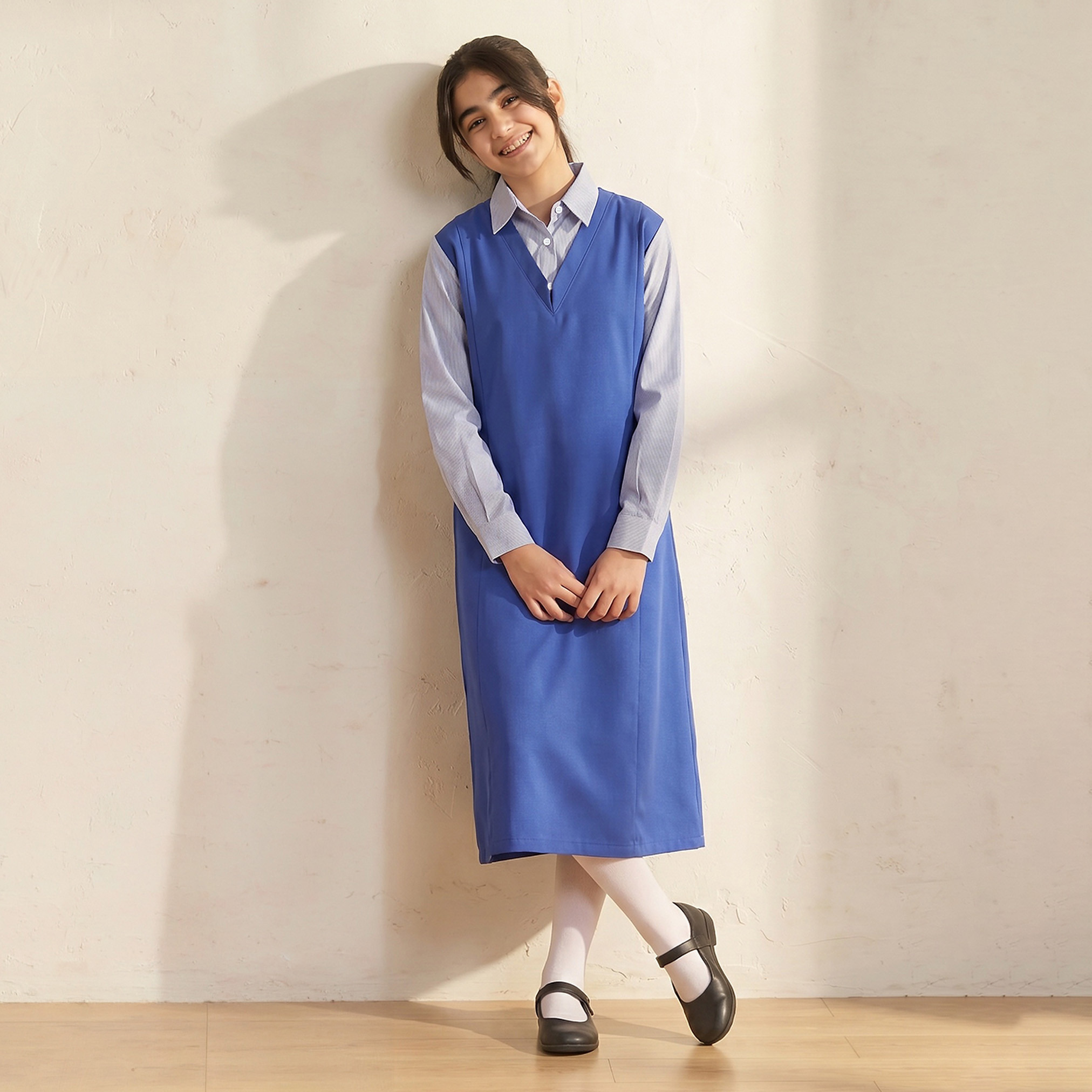 فستان مدرسي أزرق بأكمام طويلة من جونيورز - للبنات-girls-clothing-schoolwear-dresses-image-1
