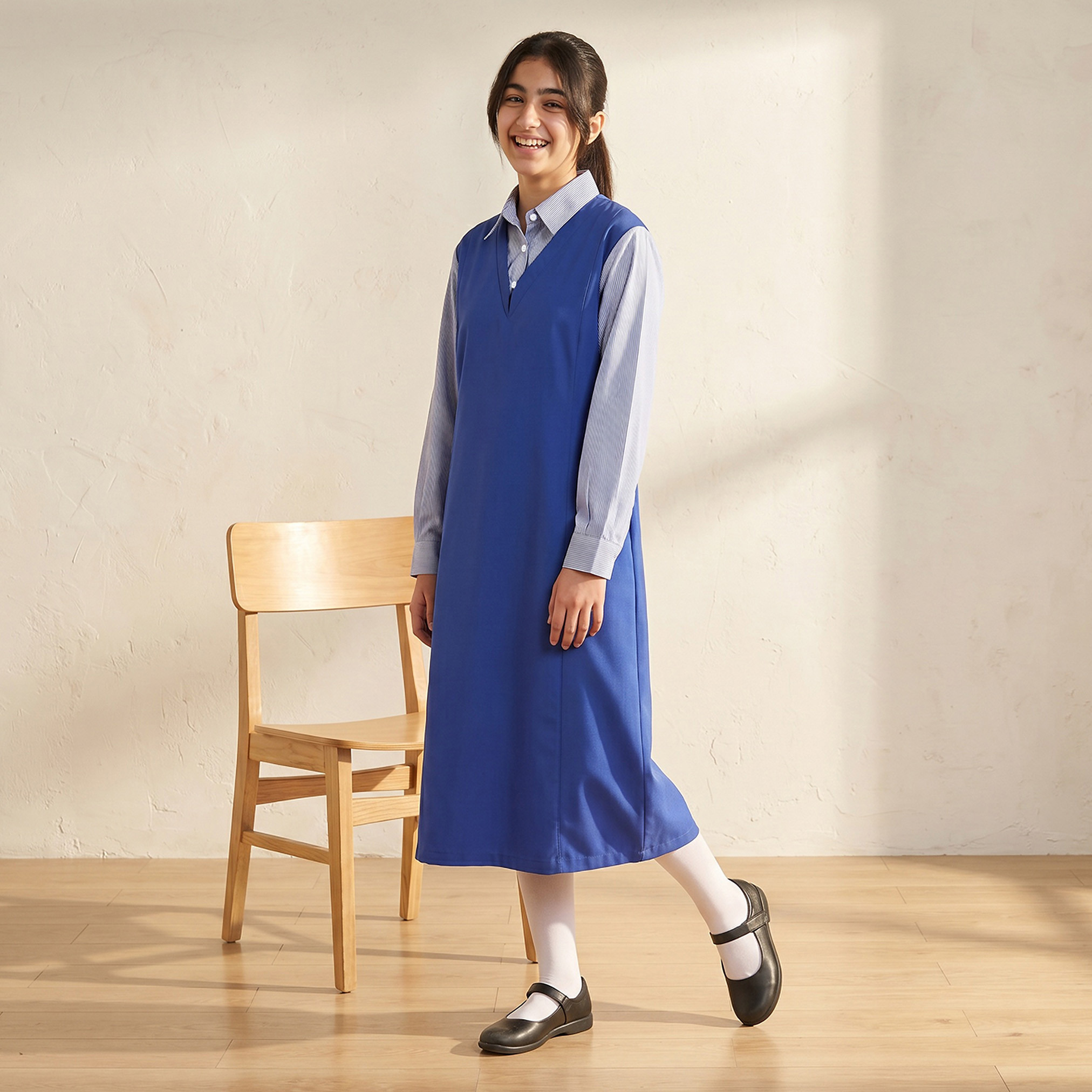 فستان مدرسي أزرق بأكمام طويلة من جونيورز - للبنات-girls-clothing-schoolwear-dresses-image-4
