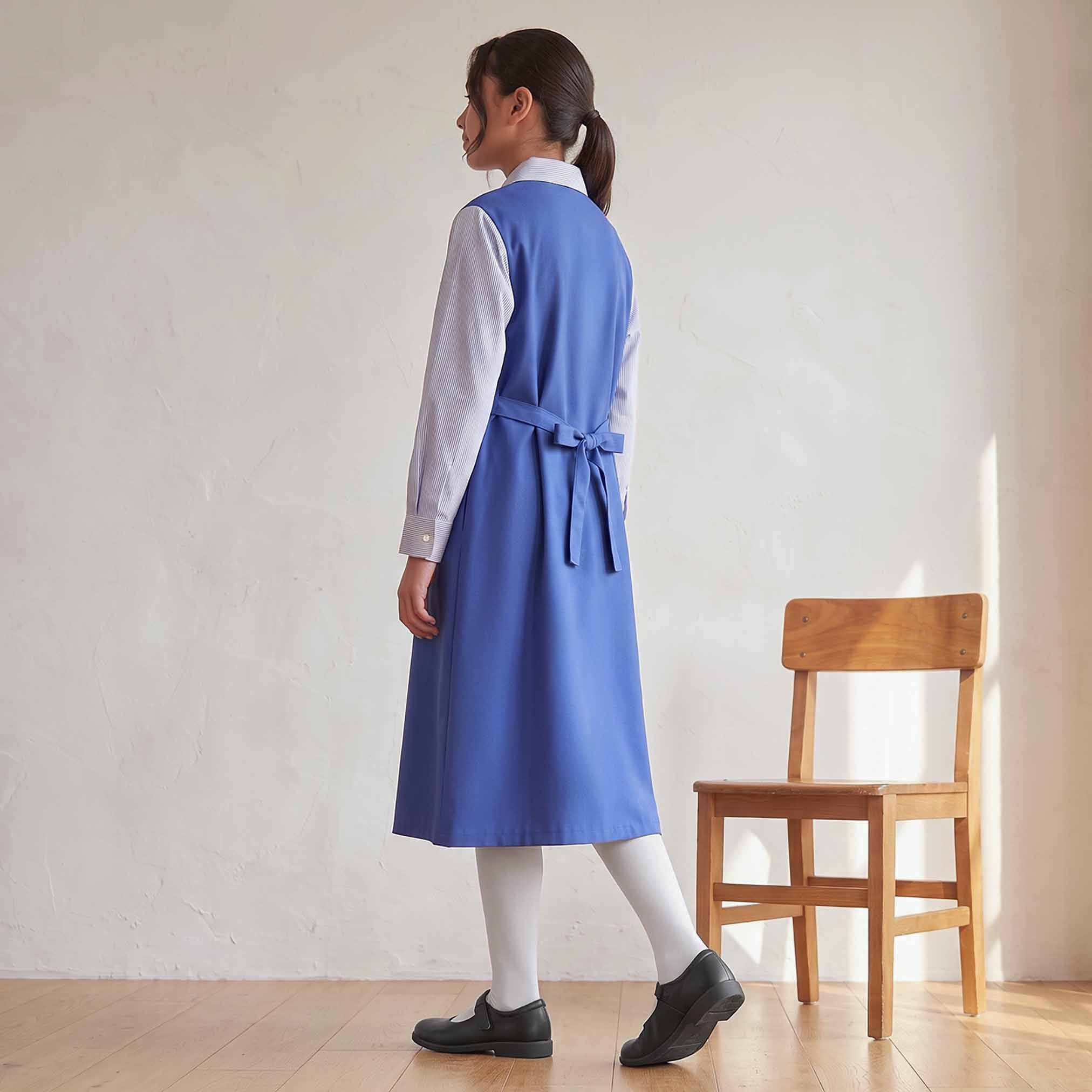 Juniors Blue Maxi Dress with Collar - Girls-girls-clothing-schoolwear-dresses-image-2