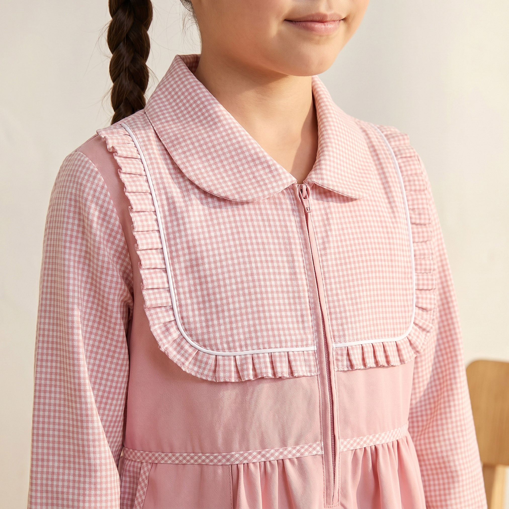 فستان مدرسة وردي بأكمام طويلة للبنات من جونيورز-girls-clothing-schoolwear-dresses-image-5
