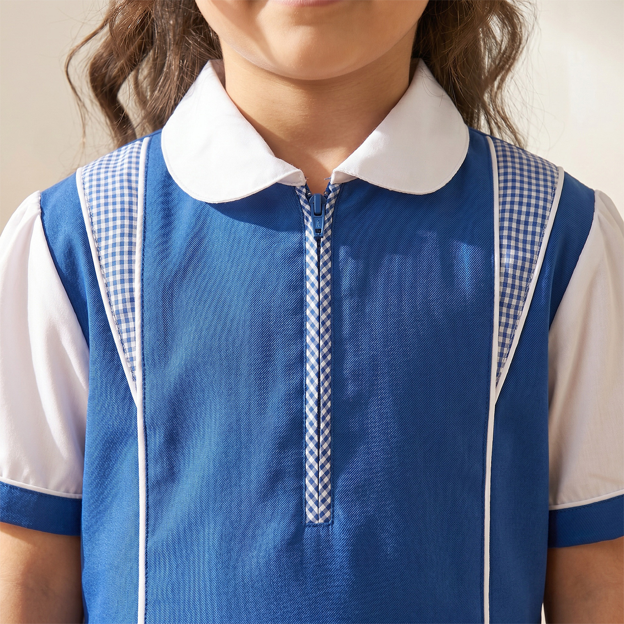 فستان مدرسي أزرق بأكمام قصيرة من جونيورز - للبنات-girls-clothing-schoolwear-dresses-image-6