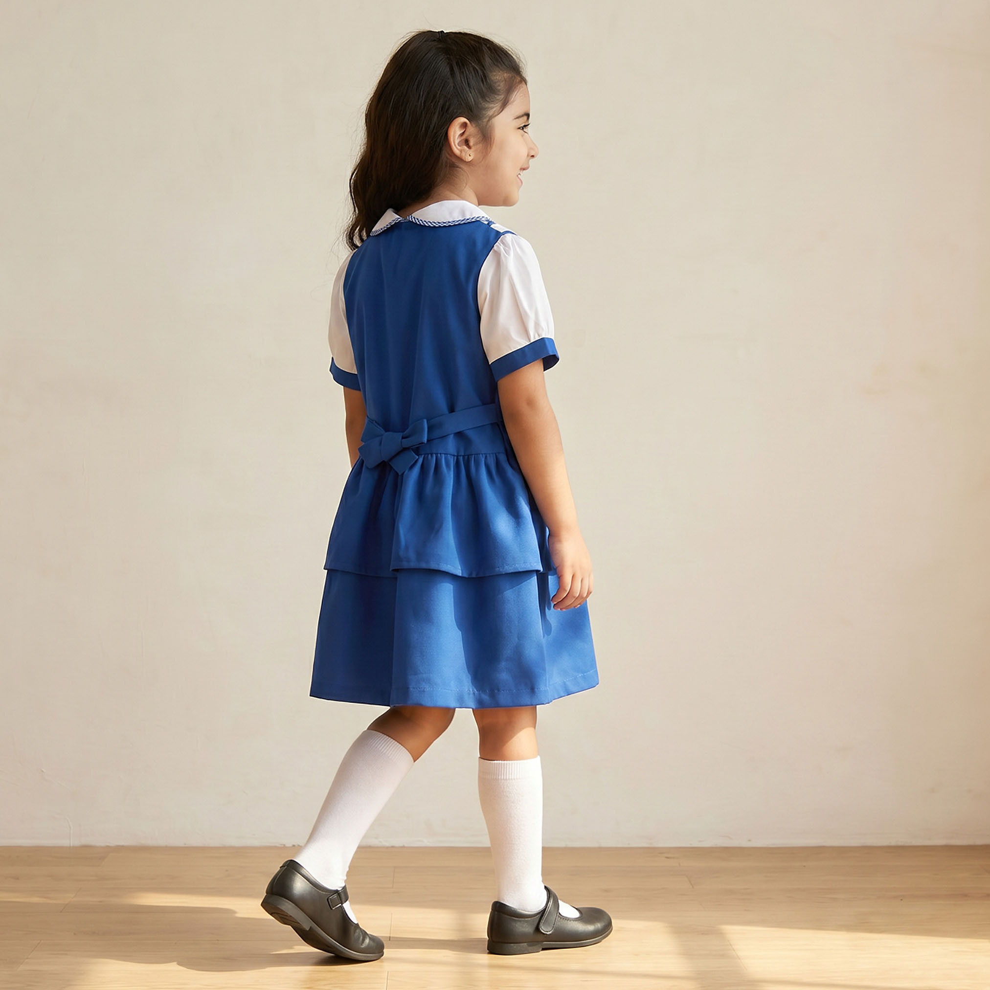 Juniors Blue School Dress with Peter Pan Collar - Girls-girls-clothing-schoolwear-dresses-image-2