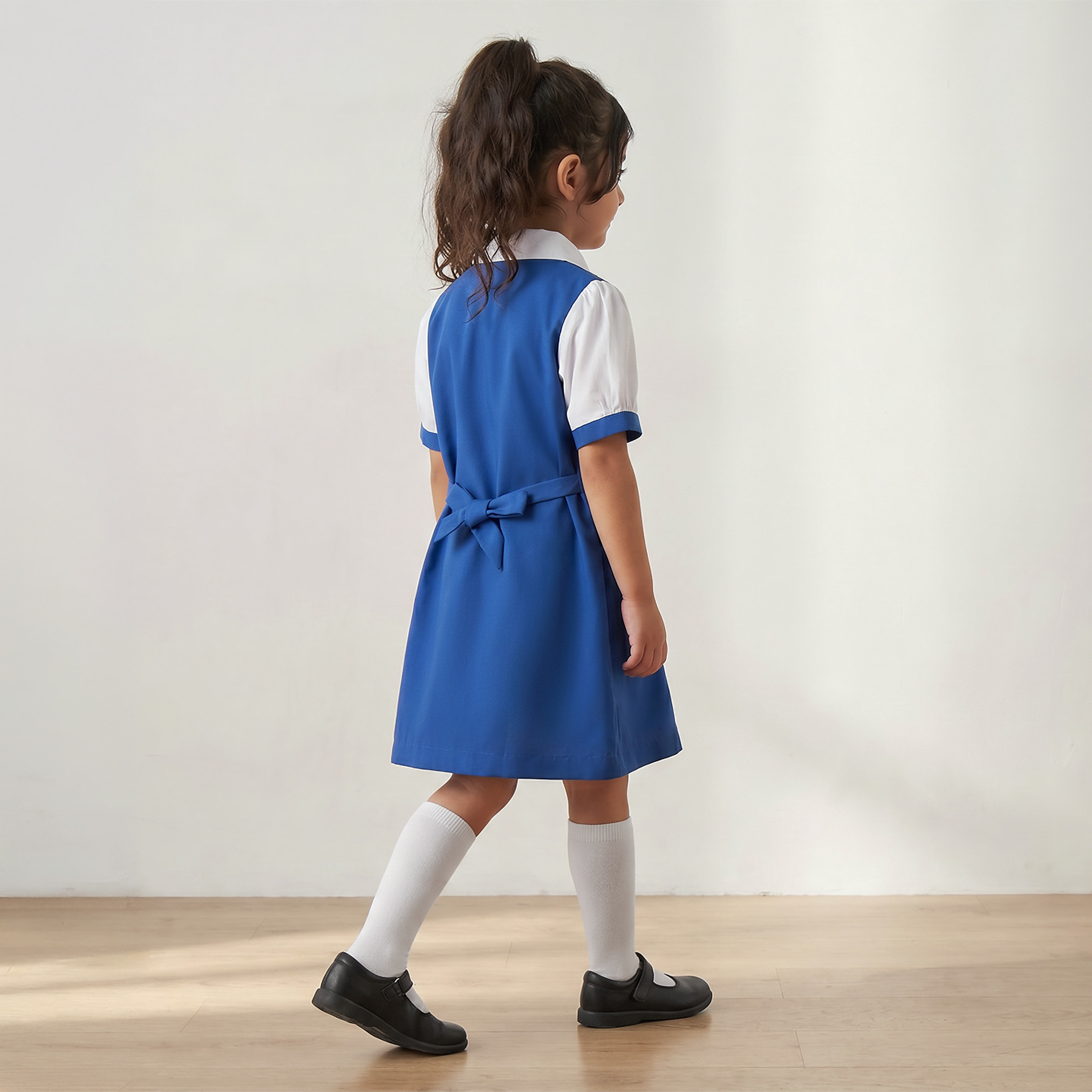 Juniors Blue School Dress with Short Sleeves - Girls-girls-clothing-schoolwear-dresses-image-2