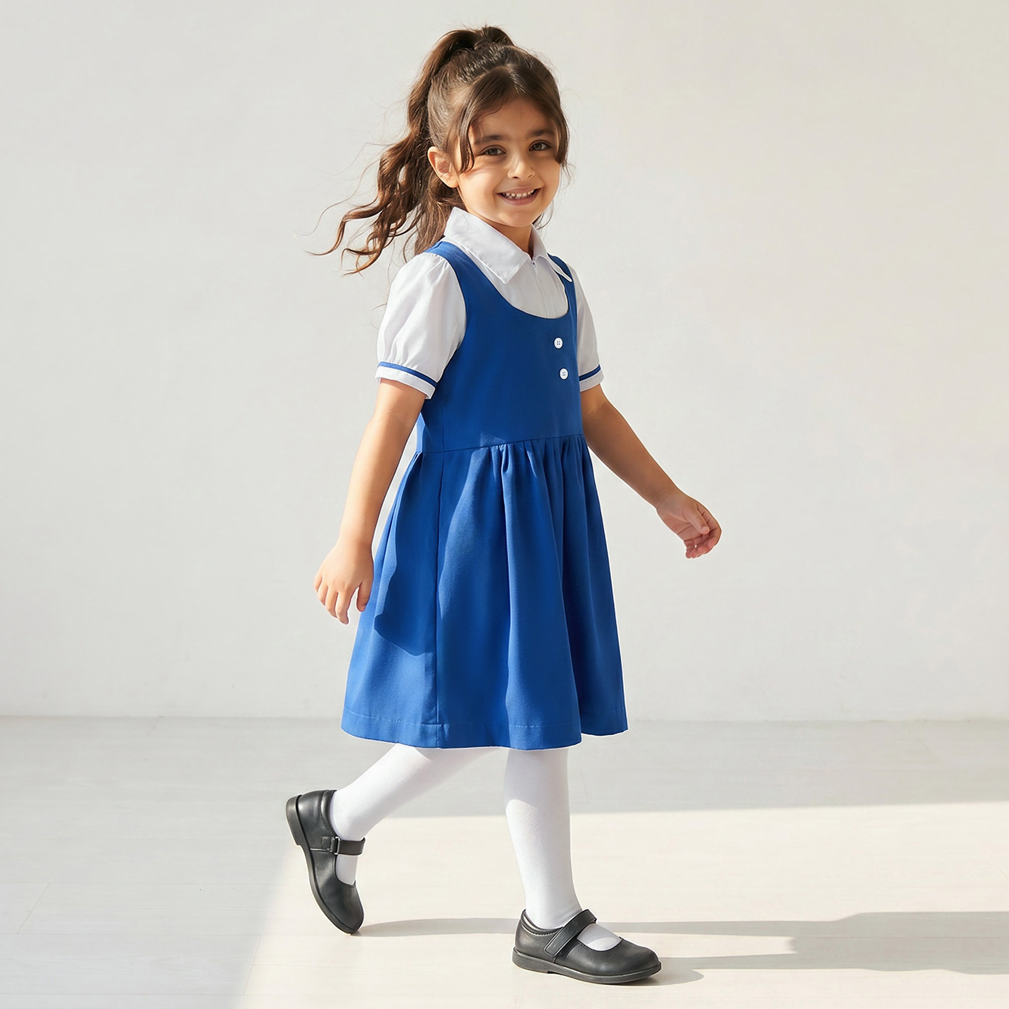 فستان مدرسي أزرق بأكمام قصيرة من جونيورز - للبنات-girls-clothing-schoolwear-dresses-image-4