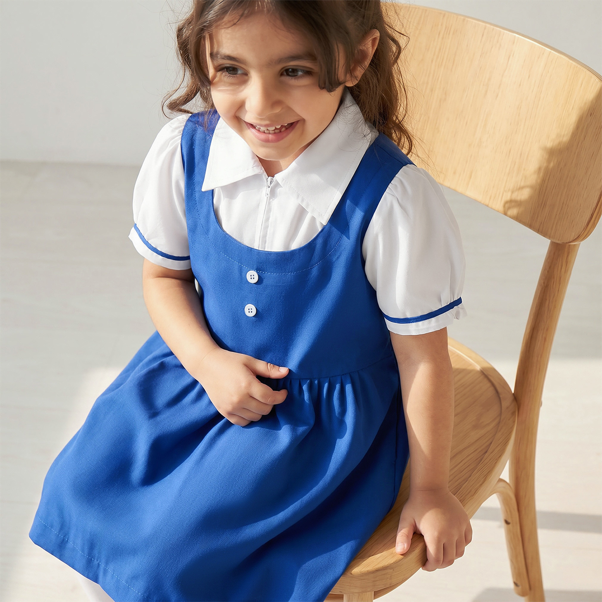 فستان مدرسي أزرق بأكمام قصيرة من جونيورز - للبنات-girls-clothing-schoolwear-dresses-image-5