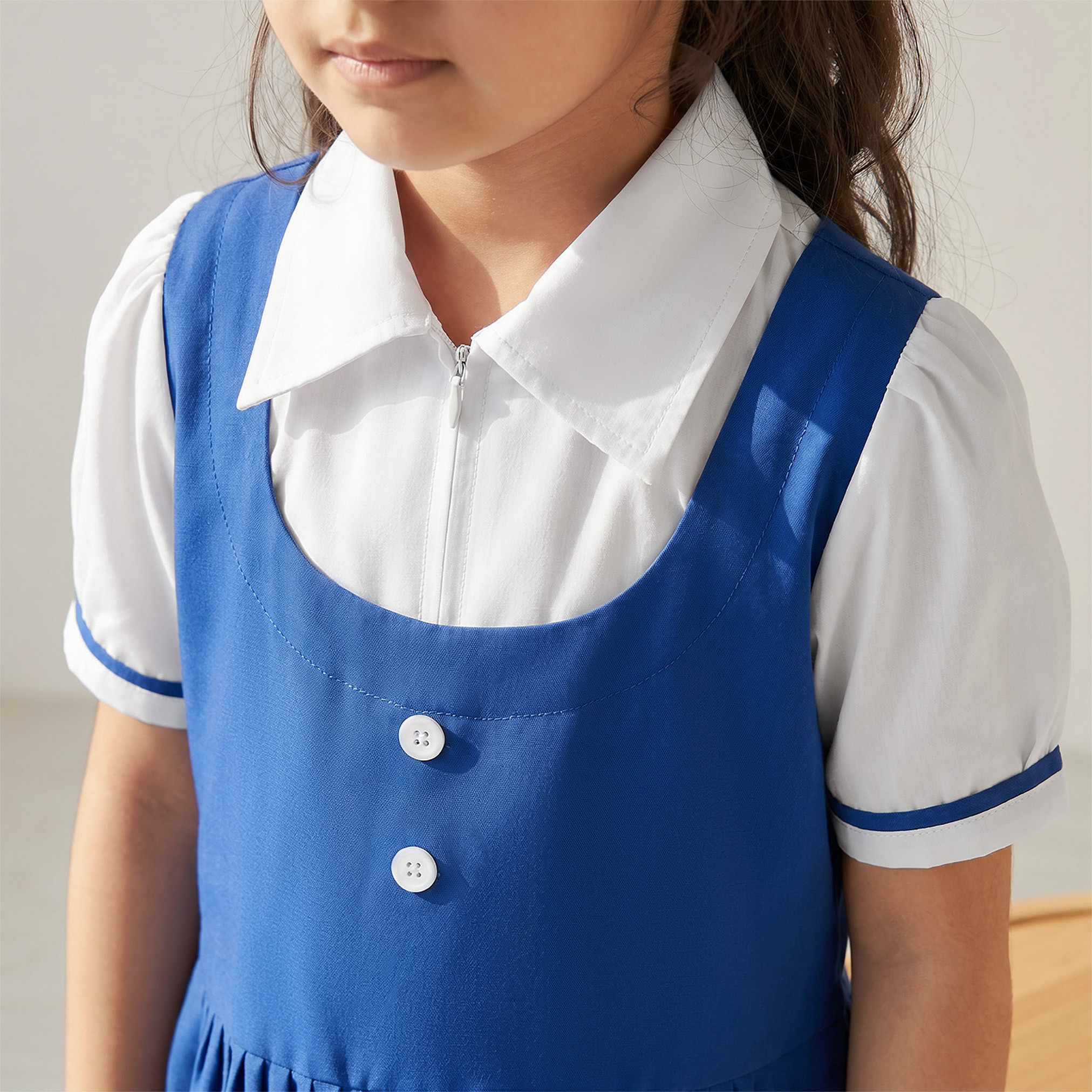 فستان مدرسي أزرق بأكمام قصيرة من جونيورز - للبنات-girls-clothing-schoolwear-dresses-image-6