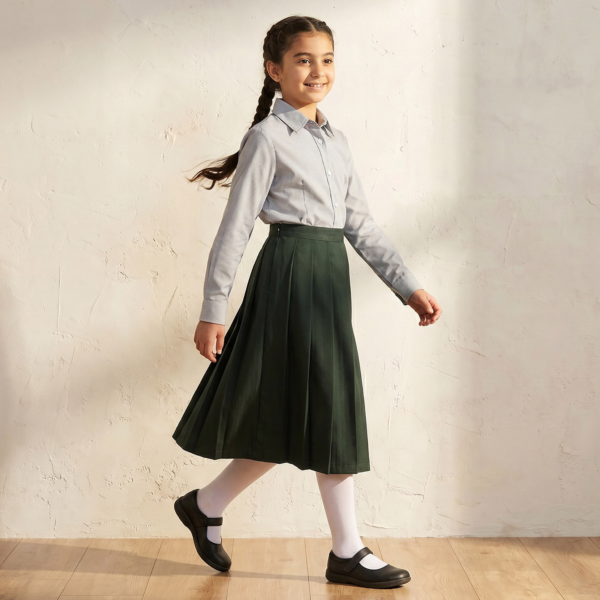 قميص مدرسي كحلي بياقة عادية للبنات من جونيورز-girls-clothing-blousesandshirts-image-2