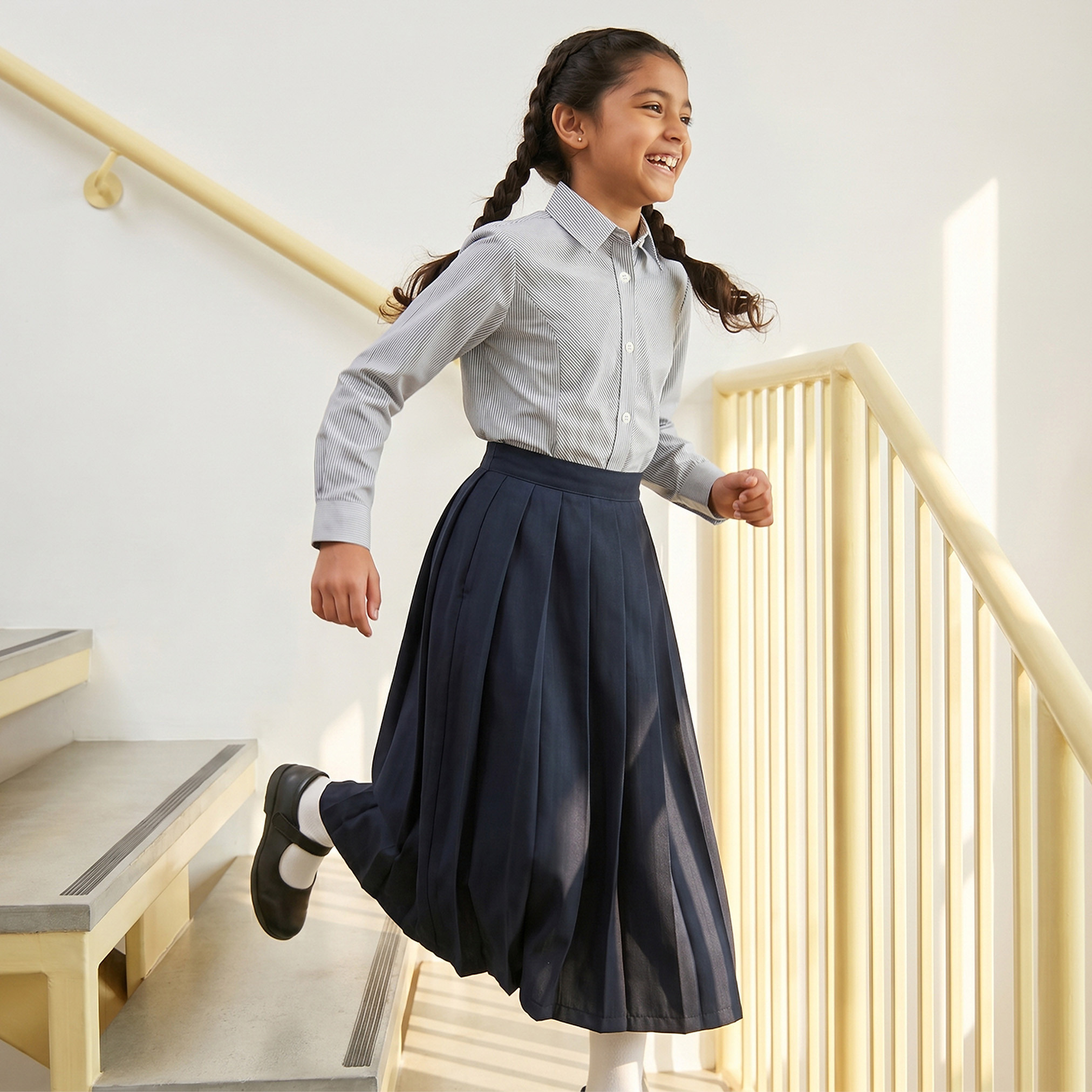 Juniors Grey School Shirt with Collar - Girls-girls-clothing-blousesandshirts-image-2