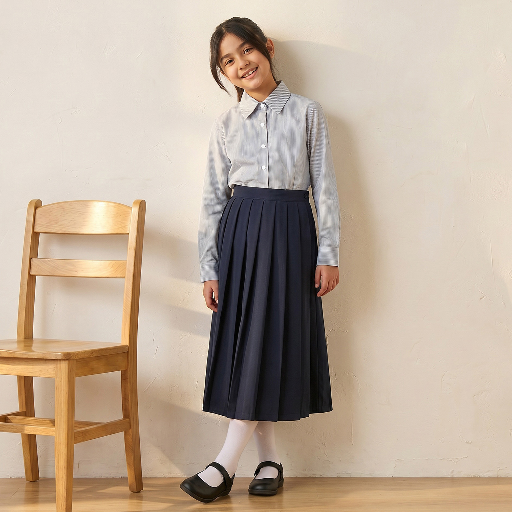 قميص مدرسي رمادي بياقة للبنات من جونيورز-girls-clothing-blousesandshirts-image-2