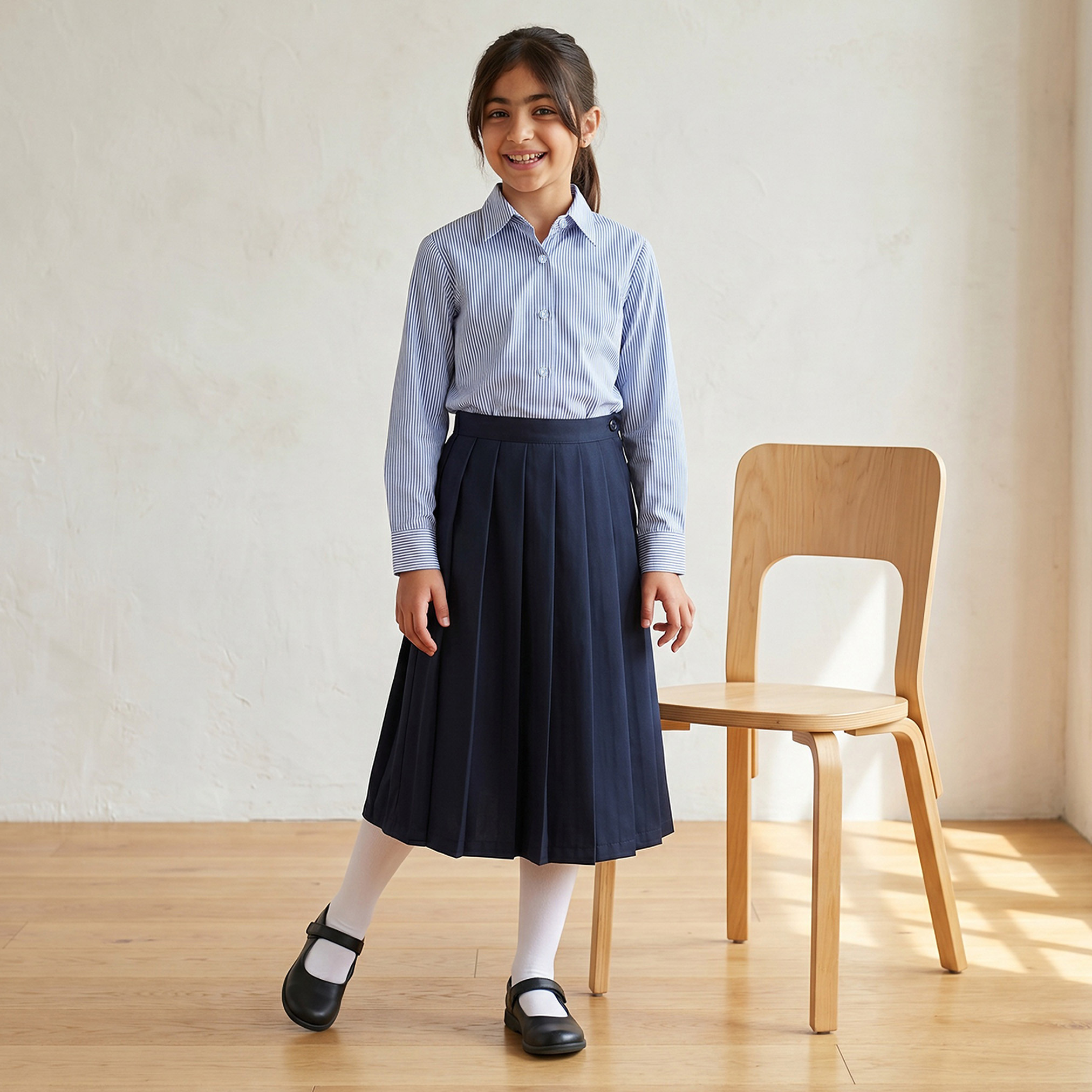قميص مدرسي رمادي بياقة واسعة للفتيات من جونيورز-girls-clothing-blousesandshirts-image-24