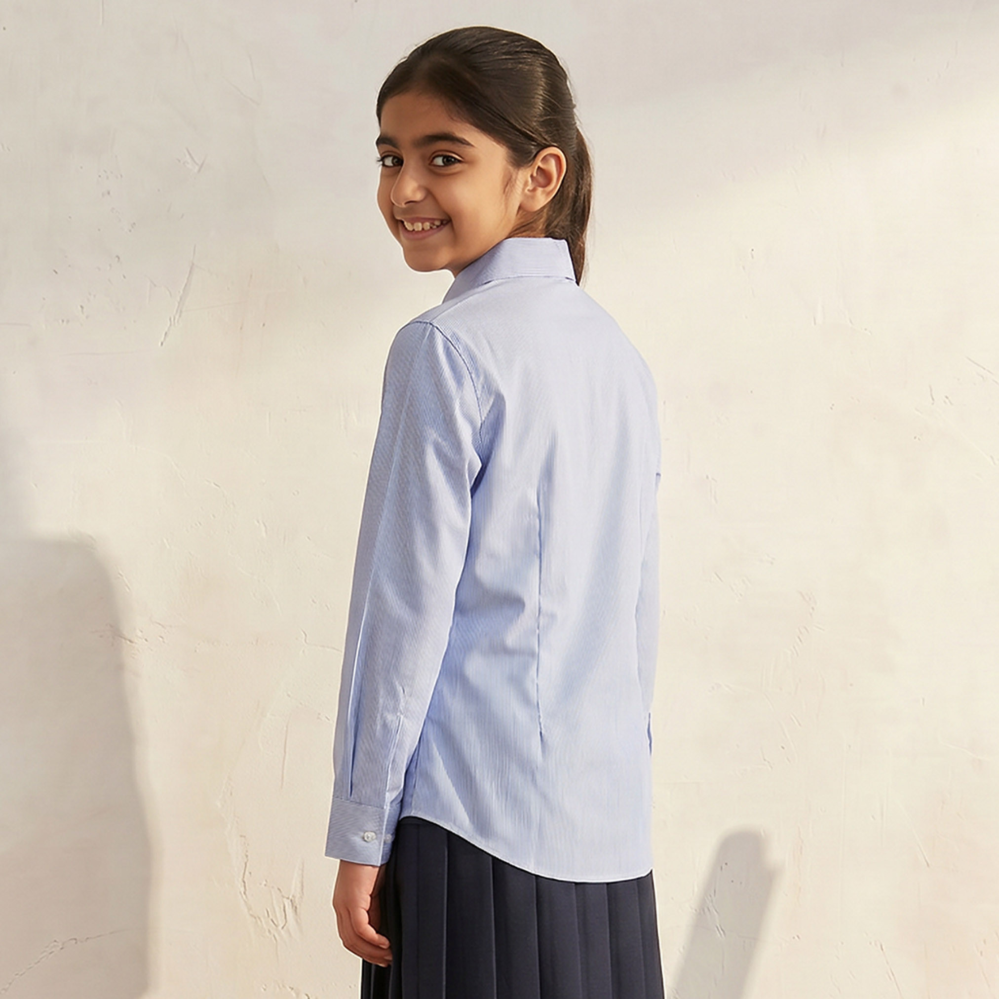 Juniors Blue School Shirt with Collar - Girls-girls-clothing-blousesandshirts-image-3