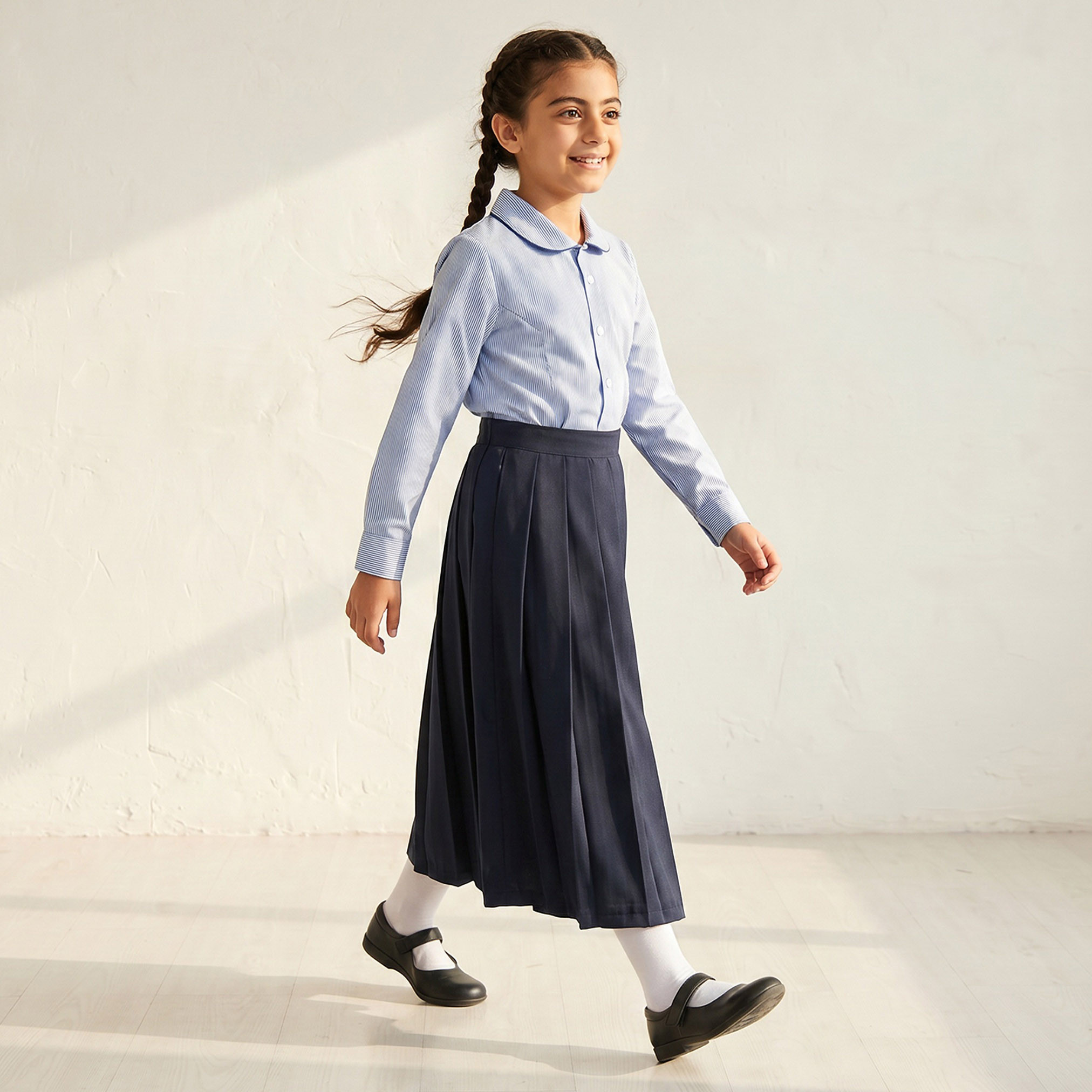 Juniors Blue School Shirt with Peter Pan Collar - Girls-girls-clothing-blousesandshirts-image-2