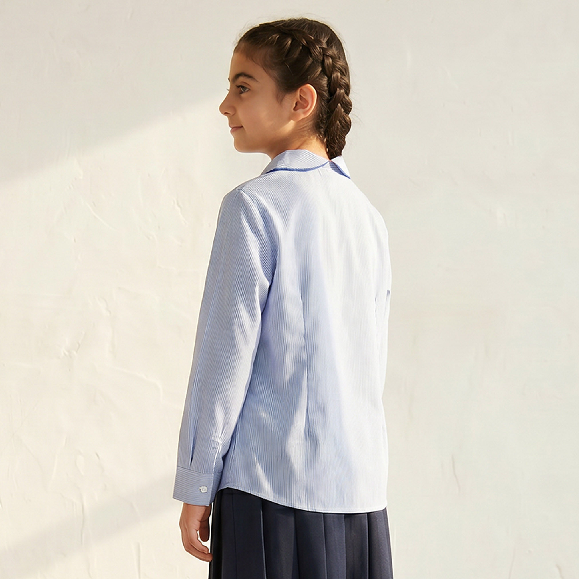 Juniors Blue School Shirt with Peter Pan Collar - Girls-girls-clothing-blousesandshirts-image-3