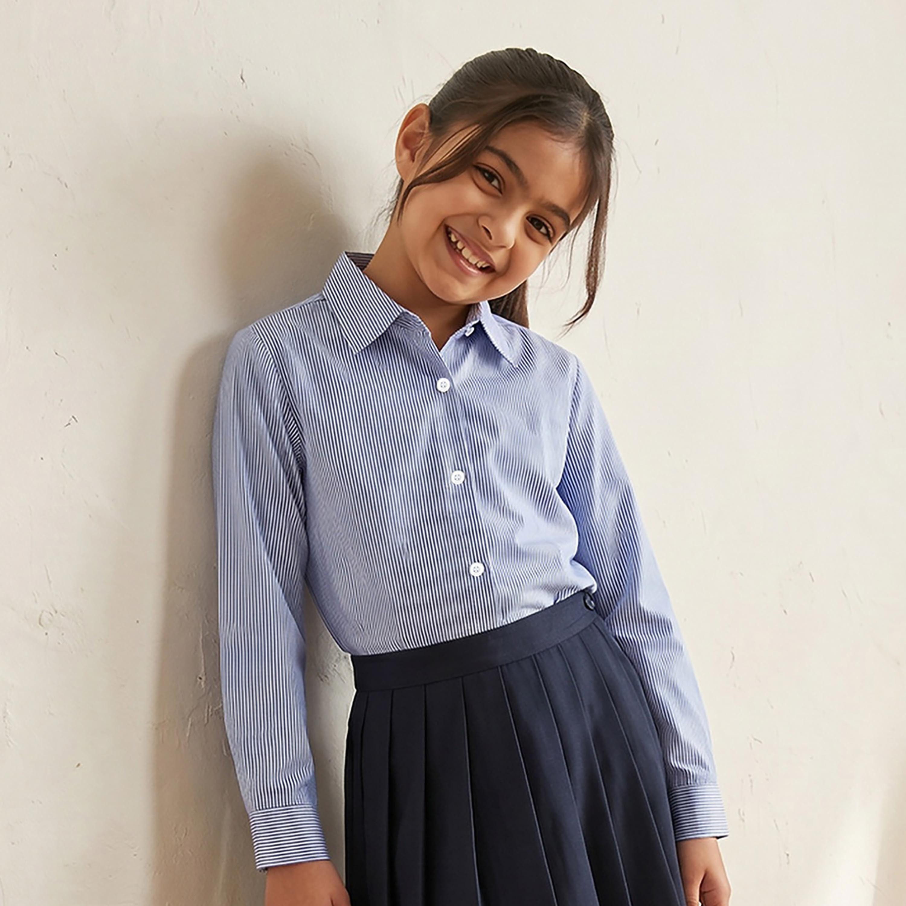 قميص مدرسي أزرق بياقة للبنات من جونيورز-girls-clothing-blousesandshirts-image-1