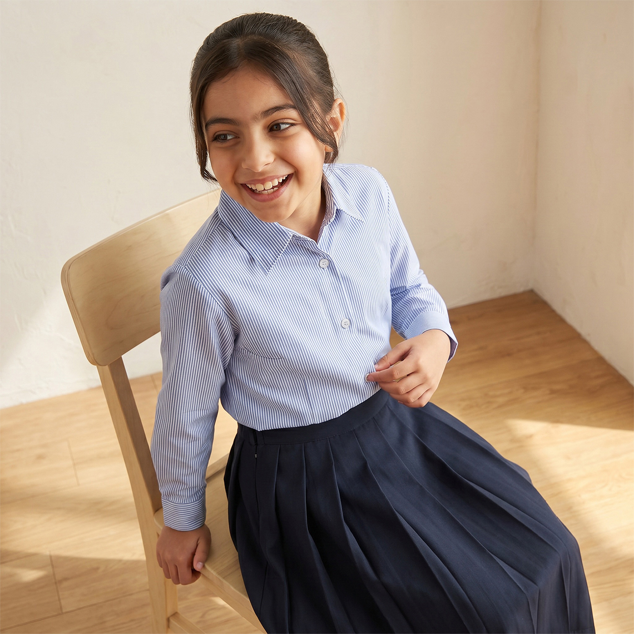 Juniors Blue School Shirt with Collar - Girls-girls-clothing-blousesandshirts-image-5