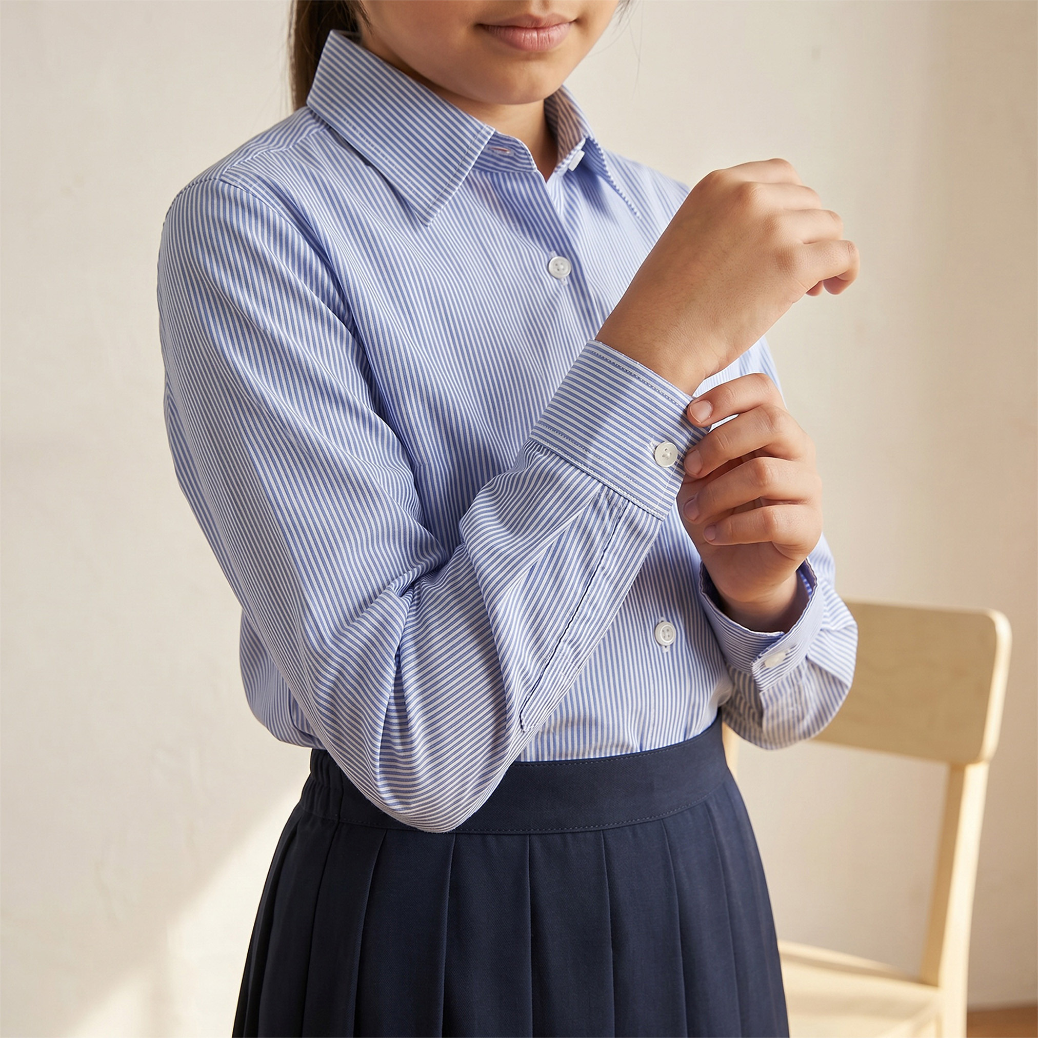 قميص مدرسي أزرق بياقة للبنات من جونيورز-girls-clothing-blousesandshirts-image-6