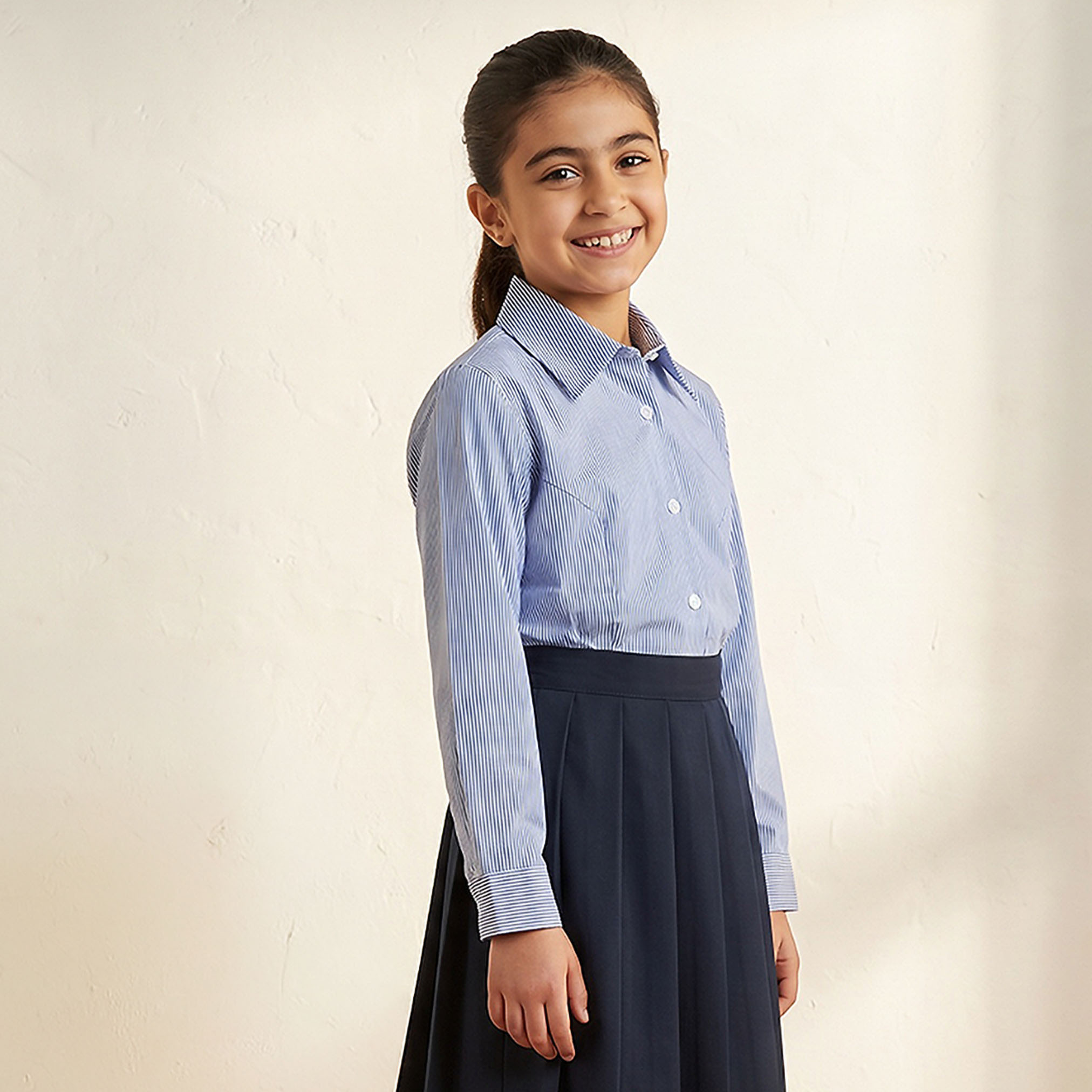 Juniors Blue School Shirt with Collar - Girls-girls-clothing-blousesandshirts-image-1