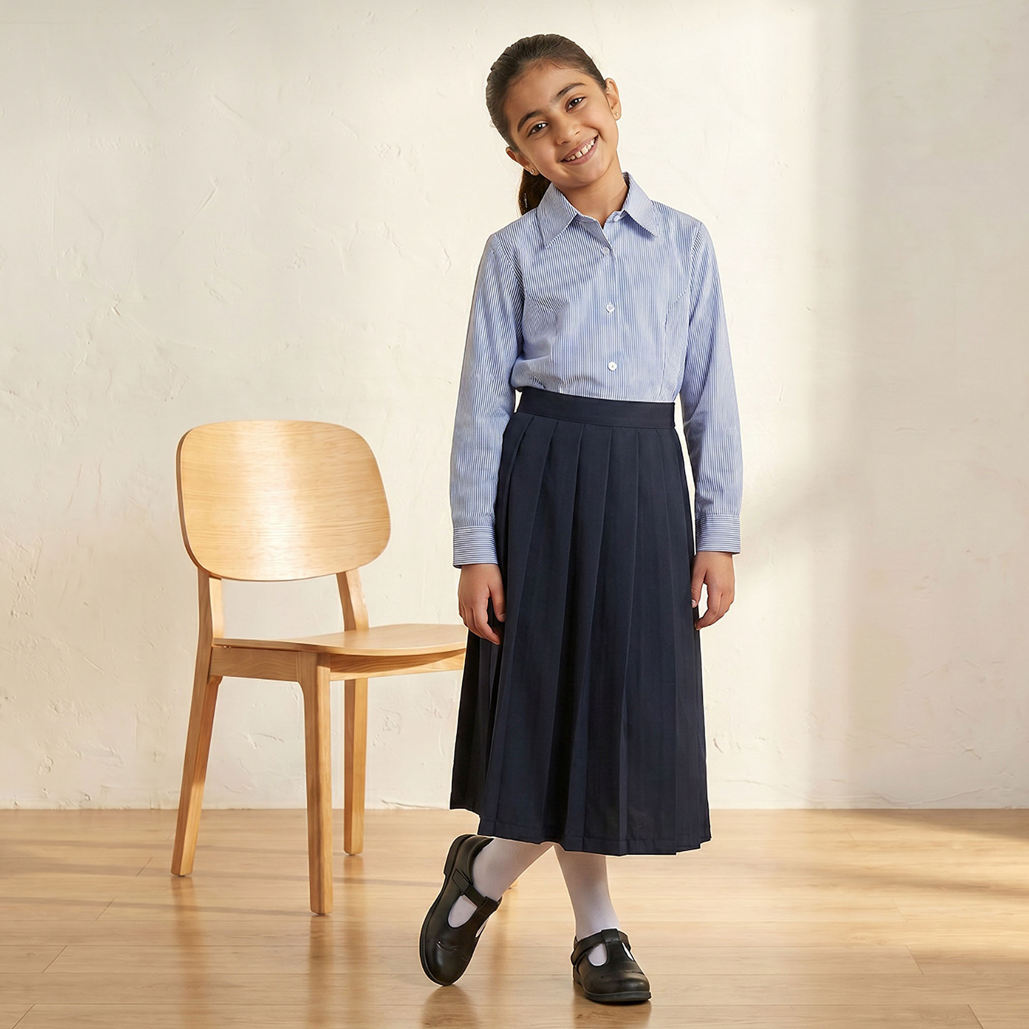 قميص مدرسي أزرق بياقة للبنات-girls-clothing-blousesandshirts-image-2