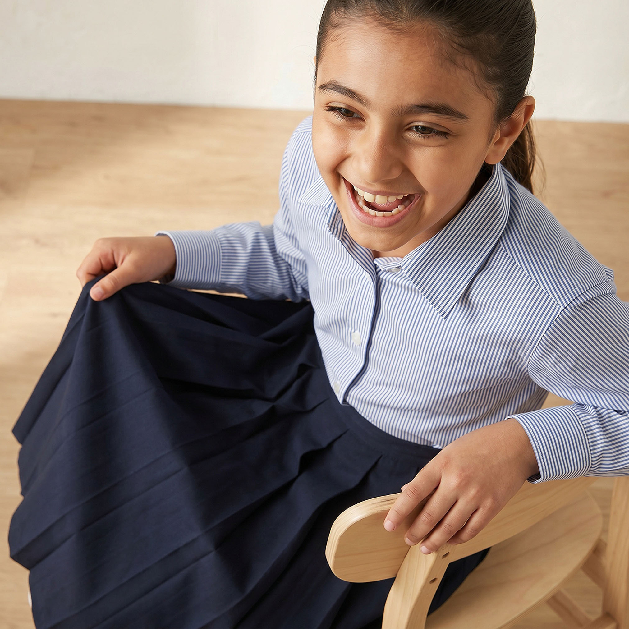 قميص مدرسي أزرق بياقة للبنات-girls-clothing-blousesandshirts-image-6