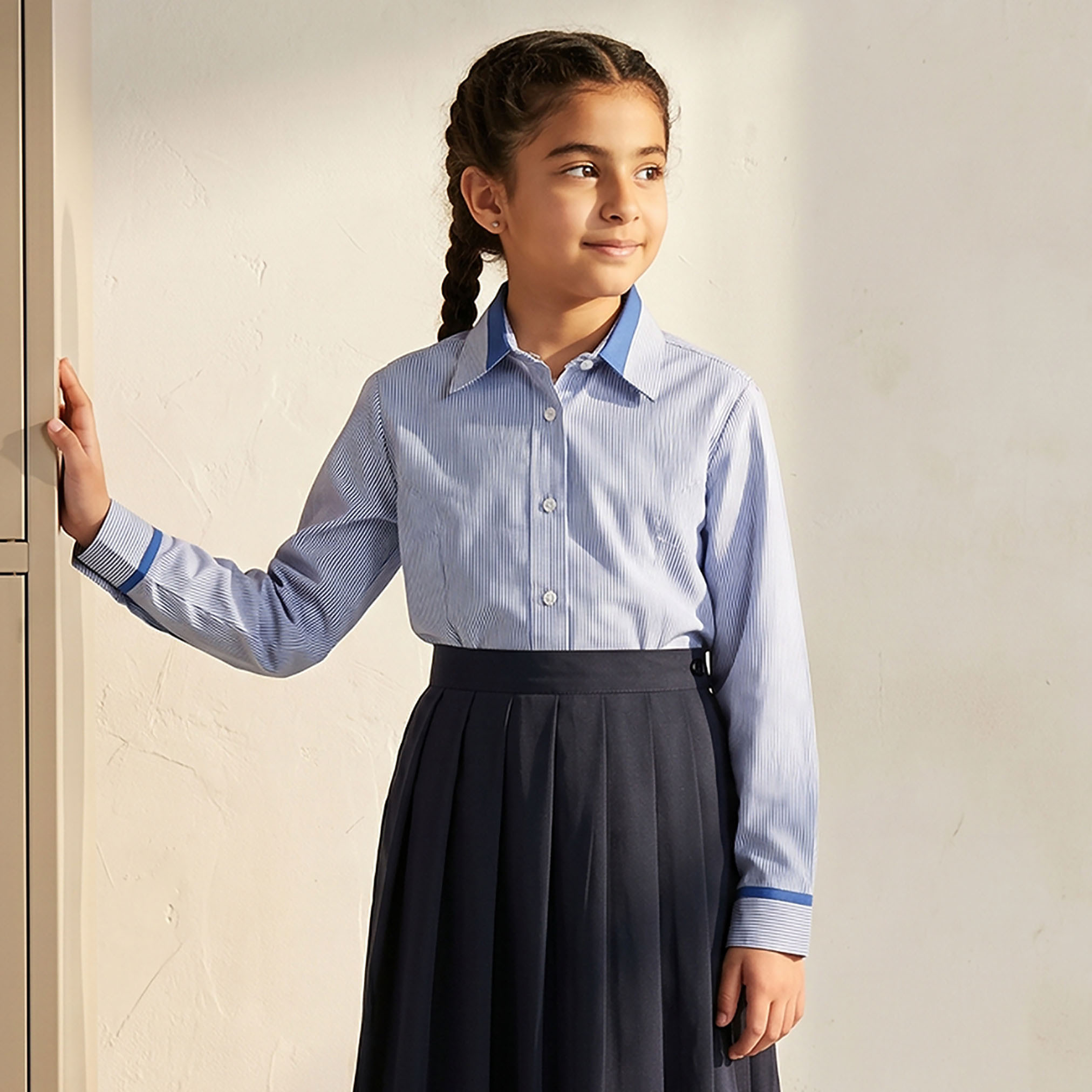 قميص مدرسي أزرق بياقة واسعة للفتيات من جونيورز-girls-clothing-blousesandshirts-image-1