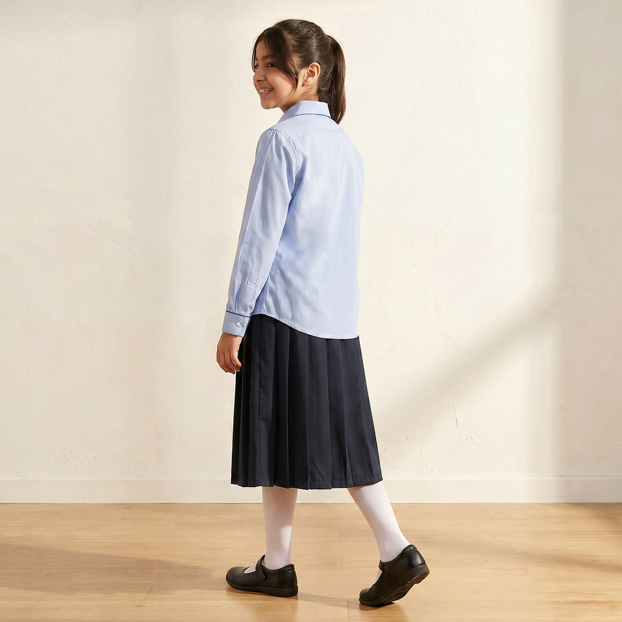 قميص مدرسي أزرق بياقة واسعة للفتيات من جونيورز-girls-clothing-blousesandshirts-image-2
