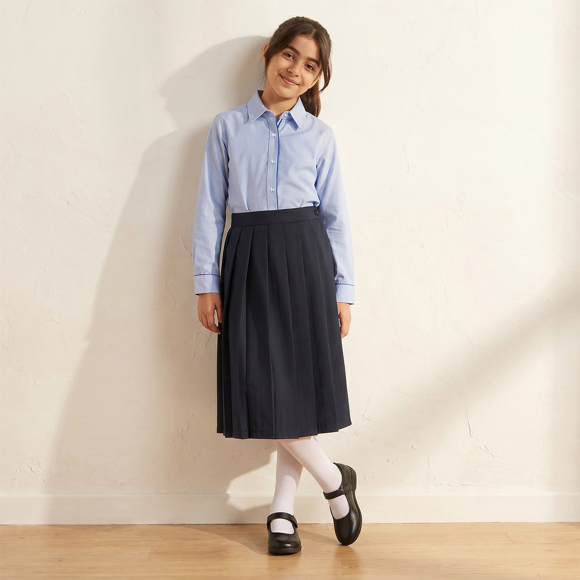 قميص مدرسي أزرق بياقة واسعة للفتيات من جونيورز-girls-clothing-blousesandshirts-image-4