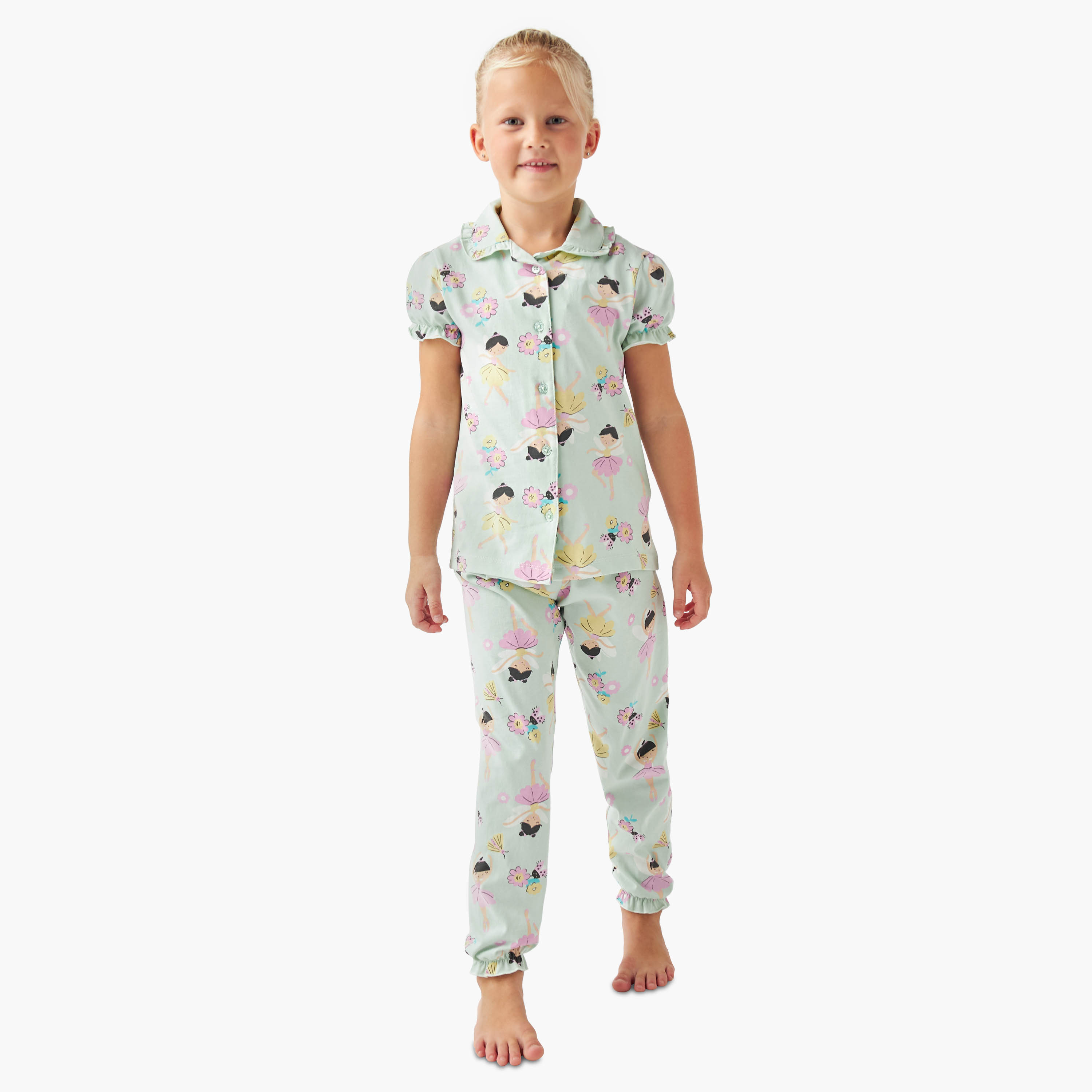 Juniors Ballerina Print Shirt and Pyjama Set-baby-girls-clothing-nightwear-pyjamasets-image-1