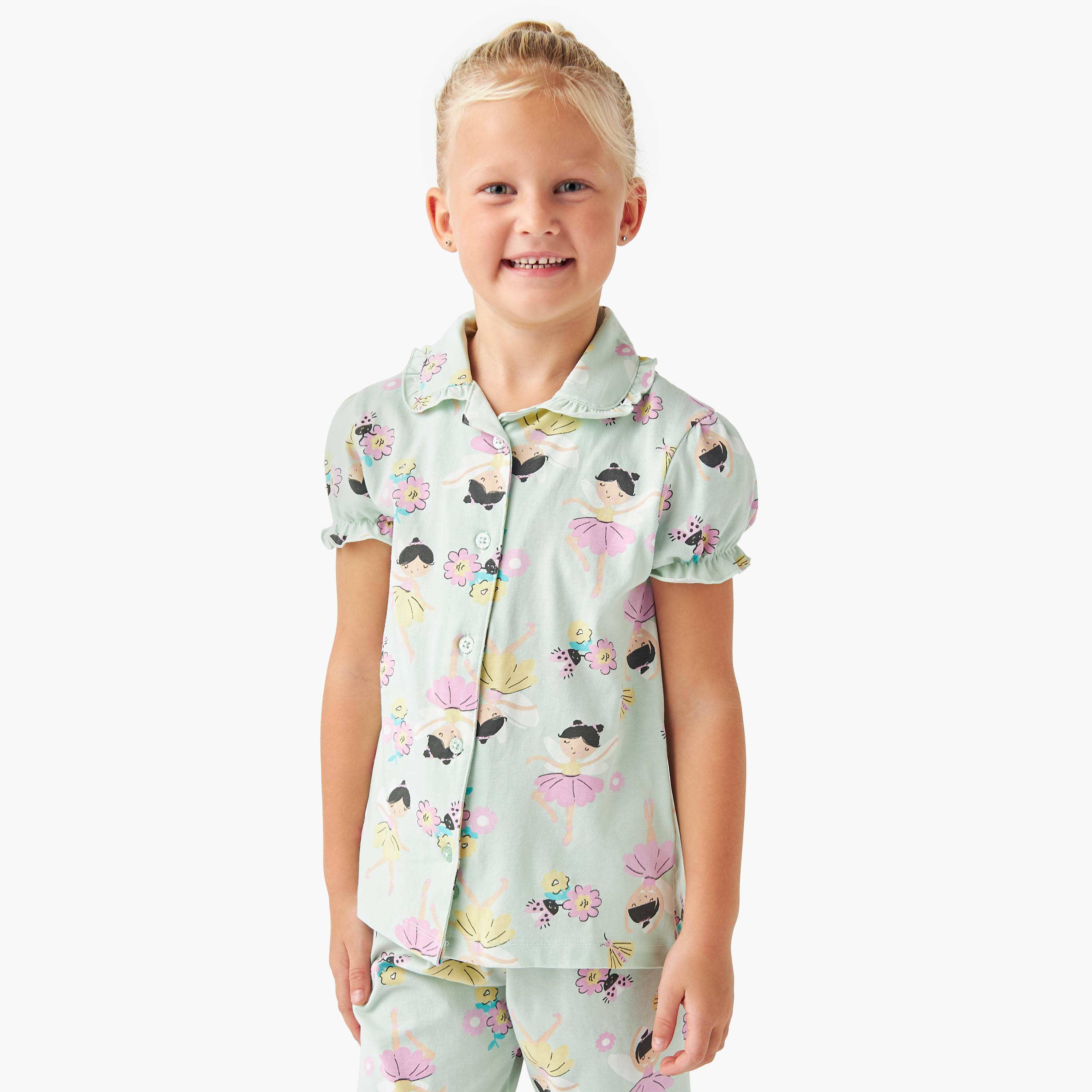 Juniors Ballerina Print Shirt and Pyjama Set-baby-girls-clothing-nightwear-pyjamasets-image-2