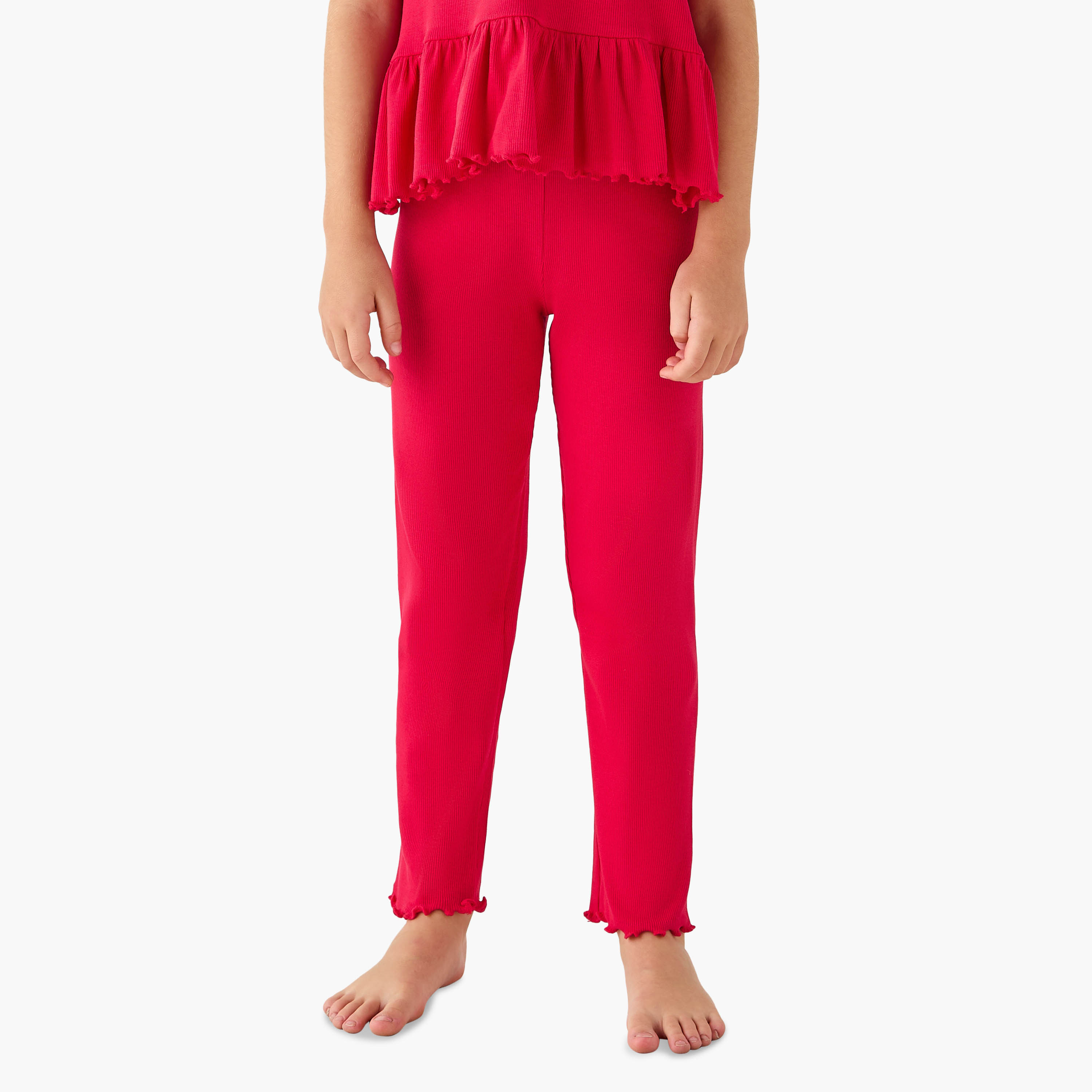 طقم بلوزة مضلعة بأكمام قصيرة وبنطلون بيجاما من جونيورز-girls-clothing-nightwear-image-3
