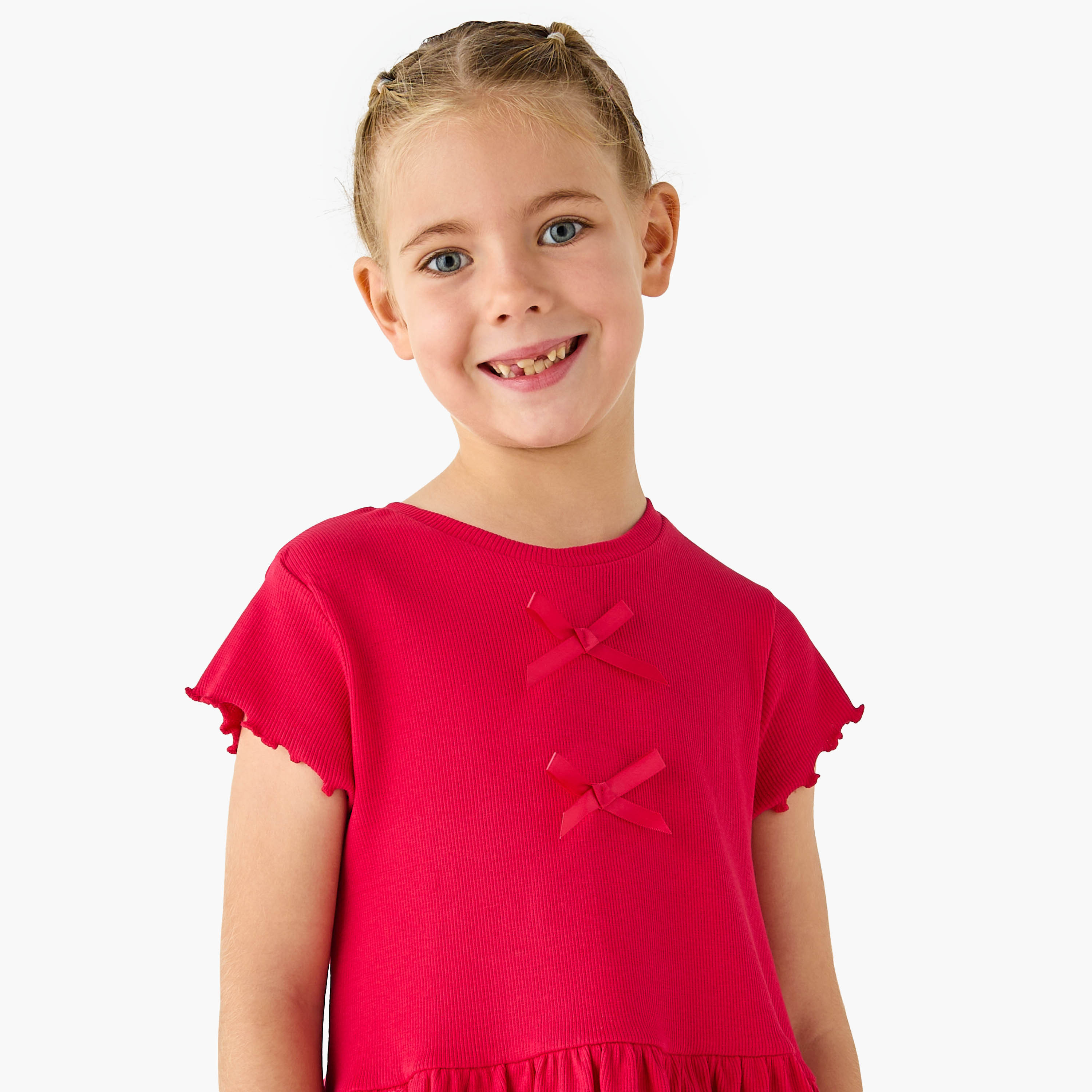 طقم بلوزة مضلعة بأكمام قصيرة وبنطلون بيجاما من جونيورز-girls-clothing-nightwear-image-5