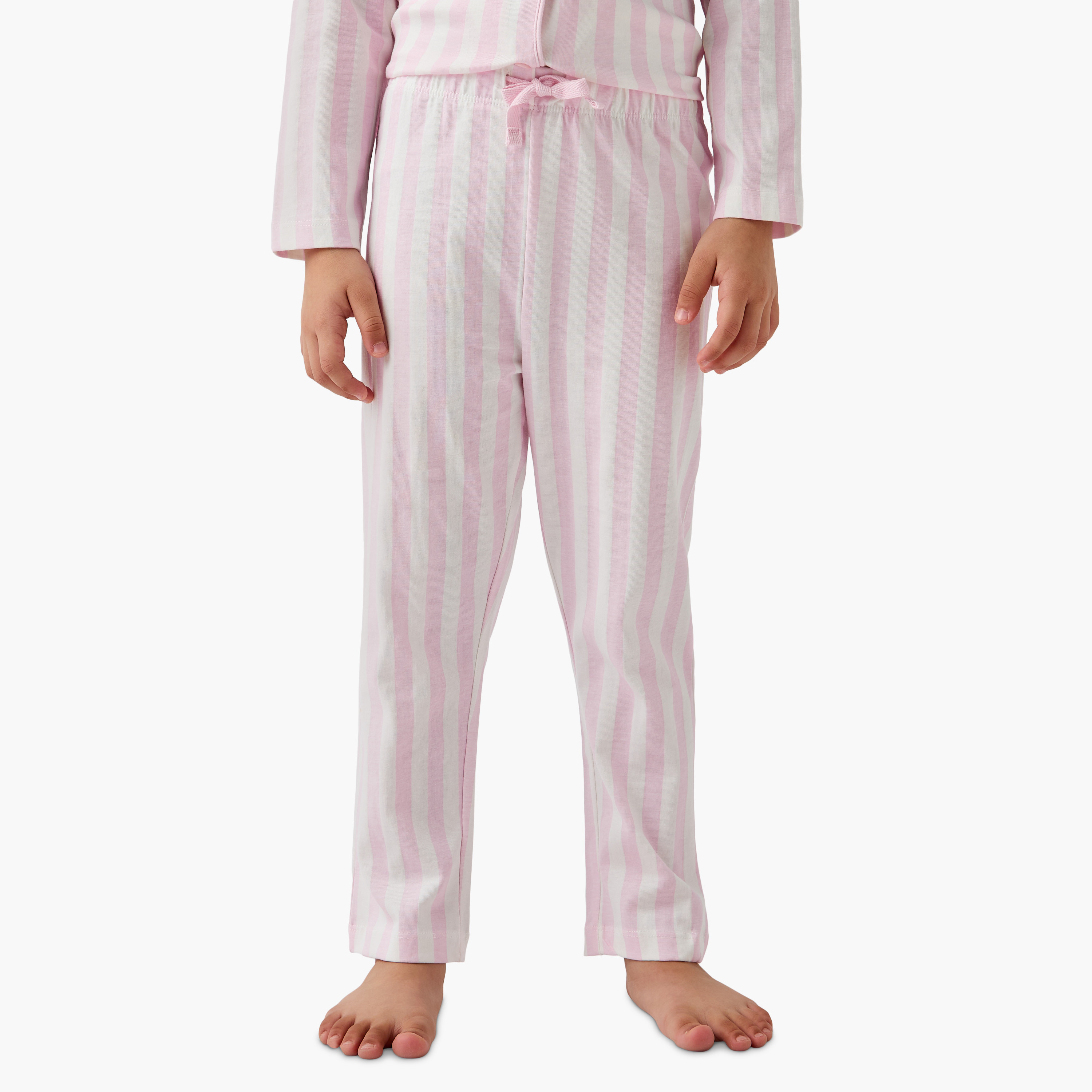 Juniors Striped Peter Pan Collar Shirt and Pyjama Set-girls-clothing-nightwear-image-3