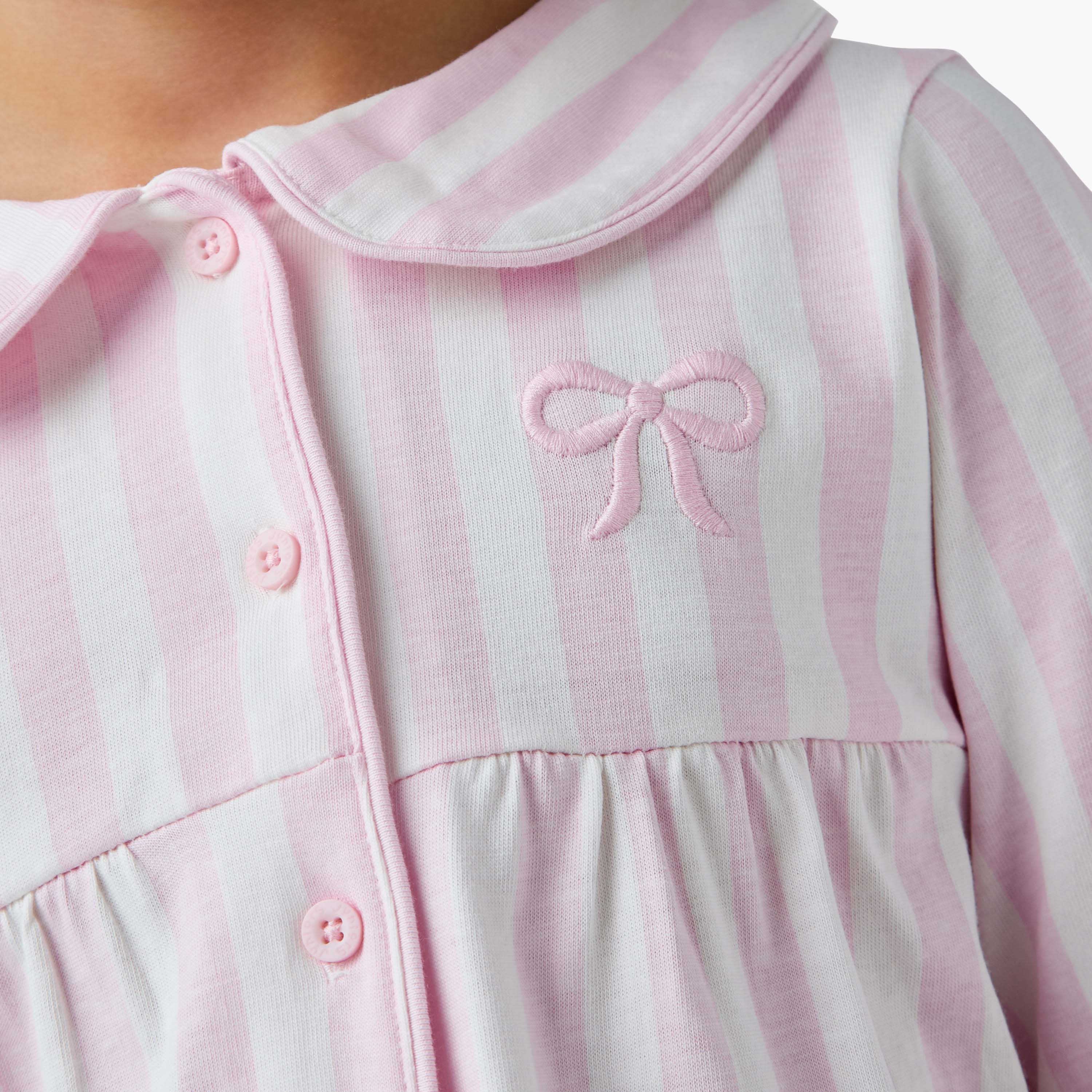 Juniors Striped Peter Pan Collar Shirt and Pyjama Set-girls-clothing-nightwear-image-6