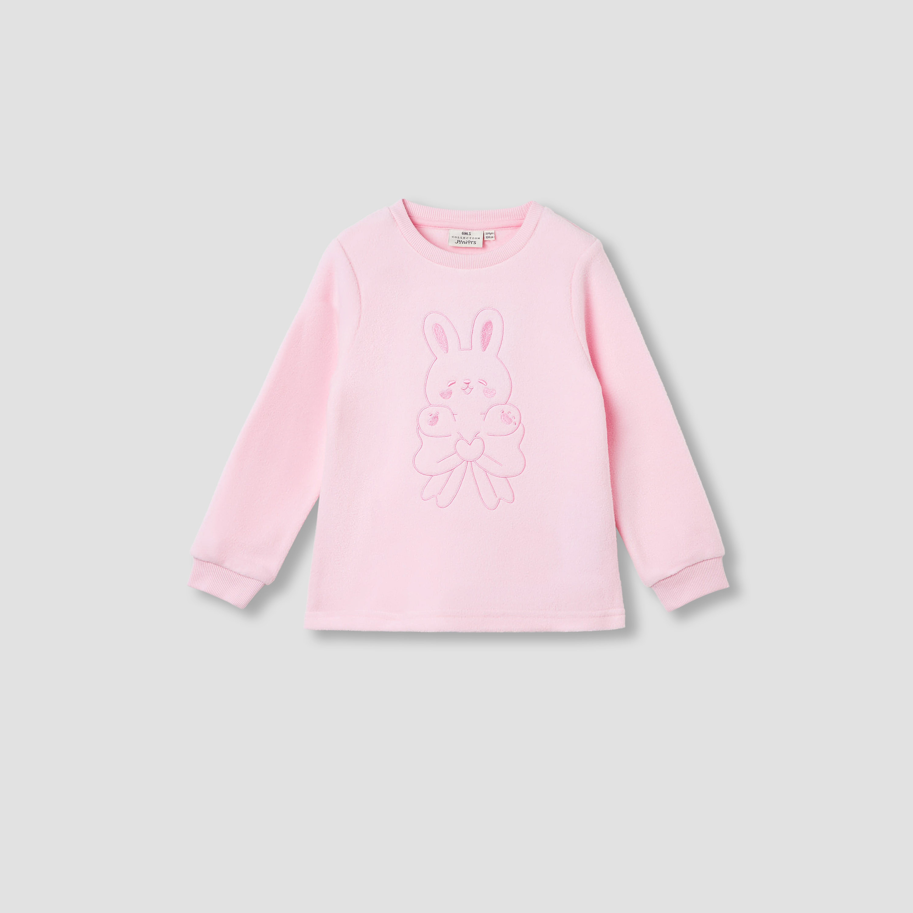 طقم بنطلون بيجاما وتيشيرت بتطريزات أرنب من جونيورز-baby-girls-clothing-winterwear-pyjamasets-image-2