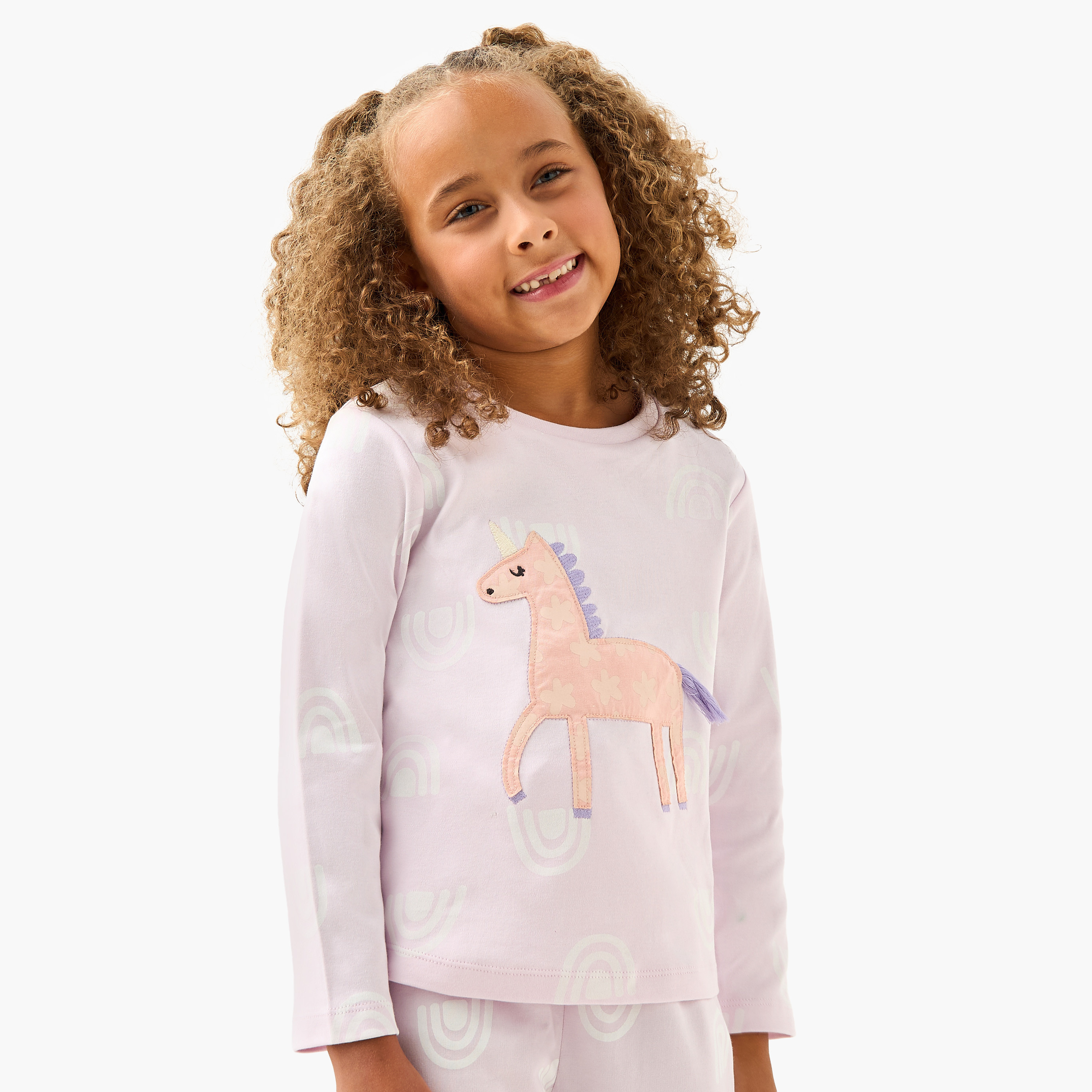 Juniors Girls Pyjama Set with Unicorn Applique - Cotton - Long Sleeves - Crew Neck-baby-girls-clothing-nightwear-pyjamasets-image-2