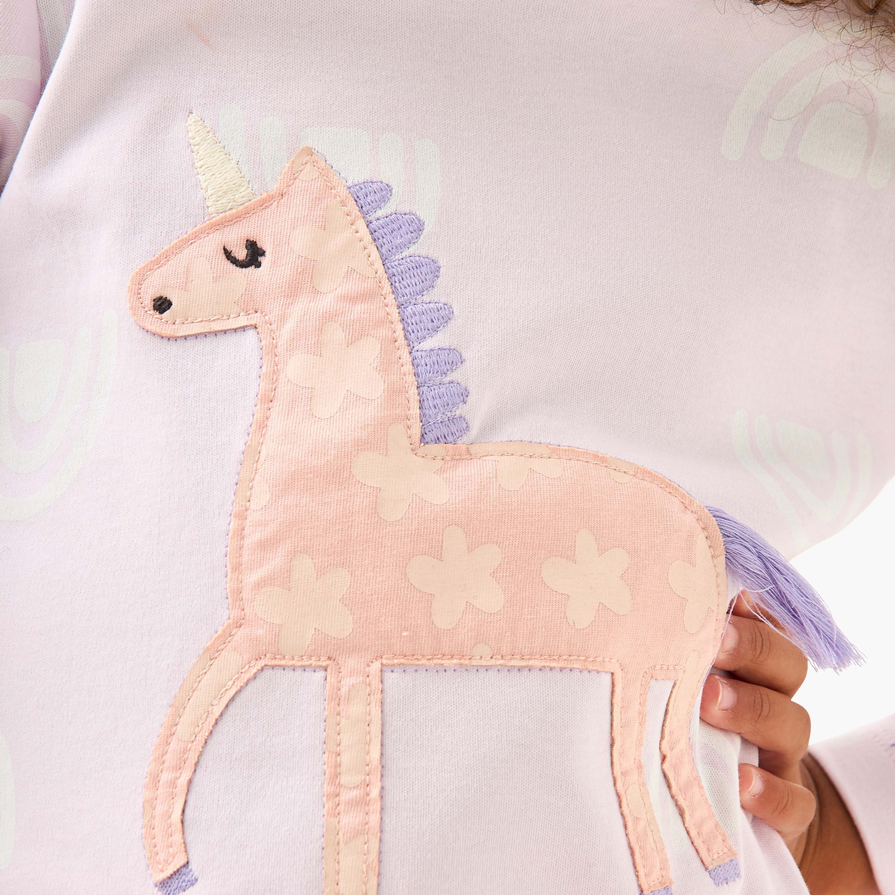 Juniors Girls Pyjama Set with Unicorn Applique - Cotton - Long Sleeves - Crew Neck-baby-girls-clothing-nightwear-pyjamasets-image-6
