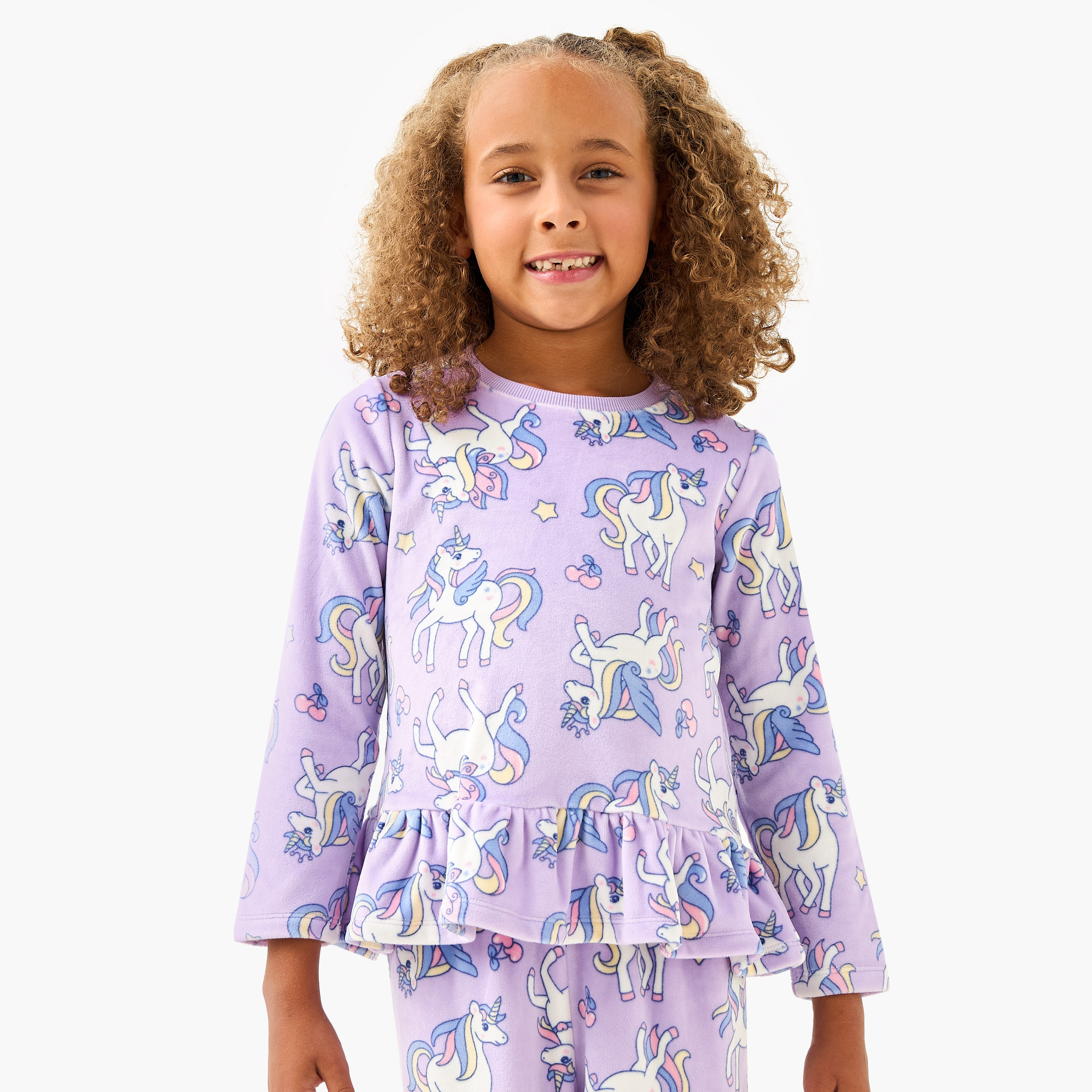 Juniors Unicorn Print T-shirt and Pyjama Set-baby-girls-clothing-winterwear-pyjamasets-image-2