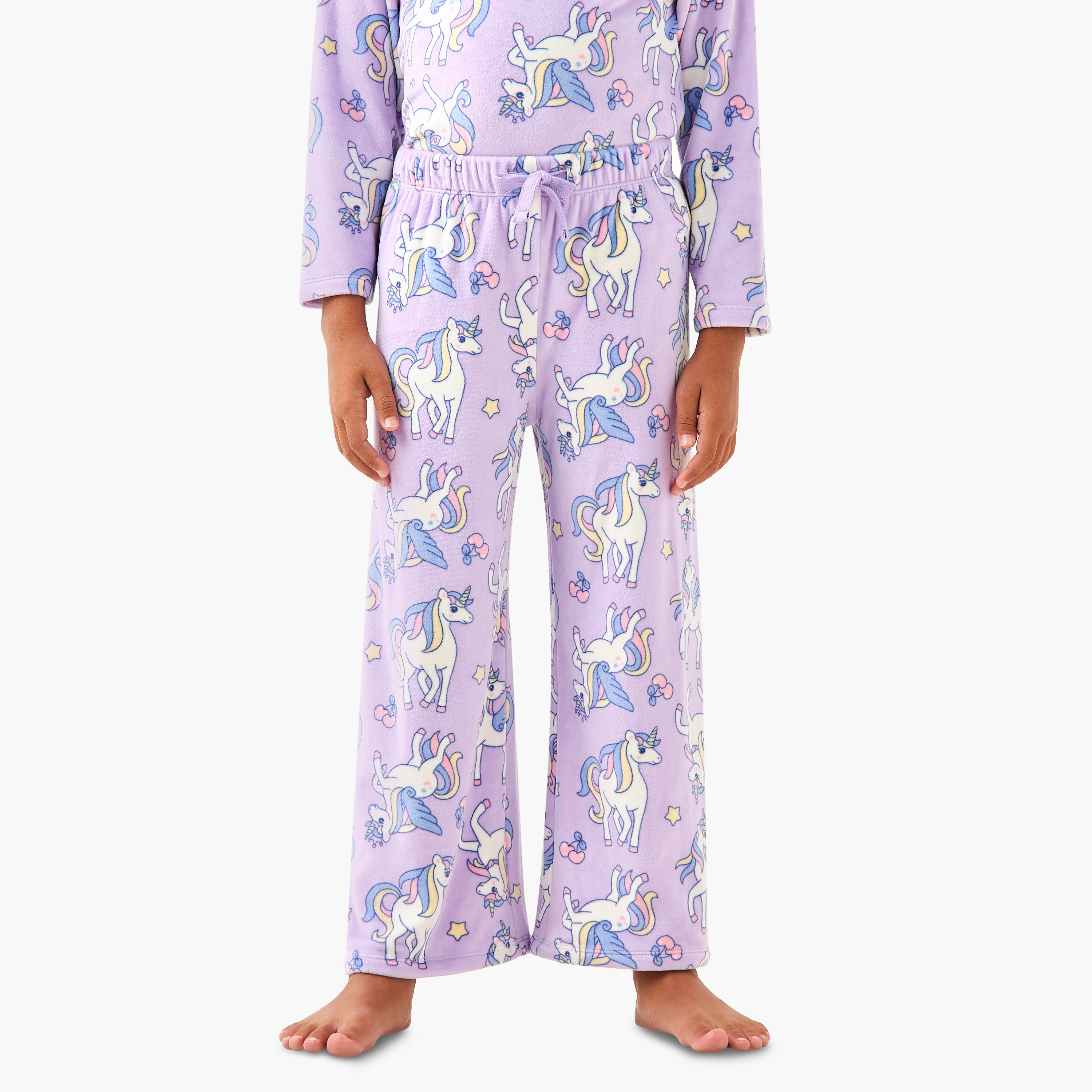 Juniors Unicorn Print T-shirt and Pyjama Set-baby-girls-clothing-winterwear-pyjamasets-image-3