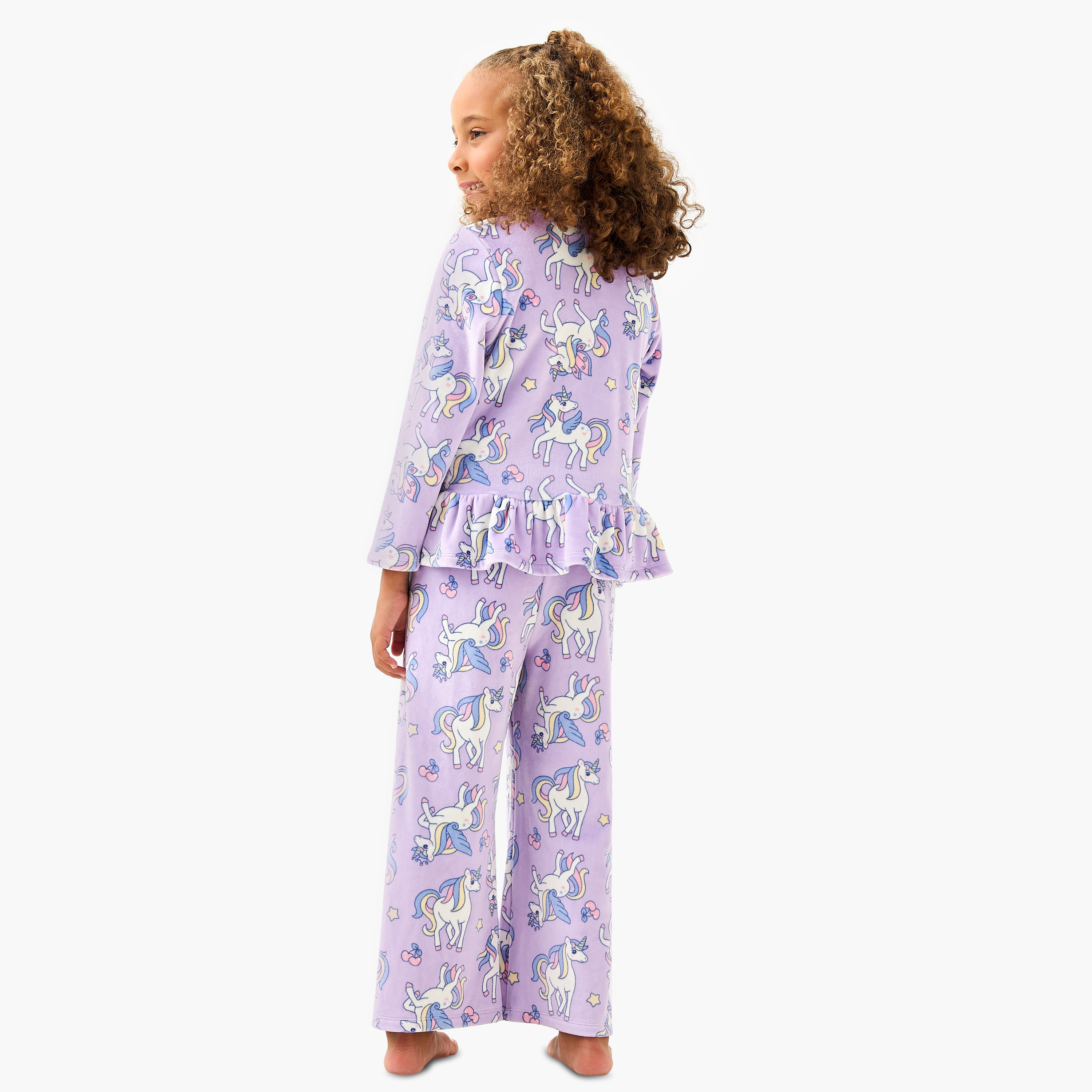 Juniors Unicorn Print T-shirt and Pyjama Set-baby-girls-clothing-winterwear-pyjamasets-image-4