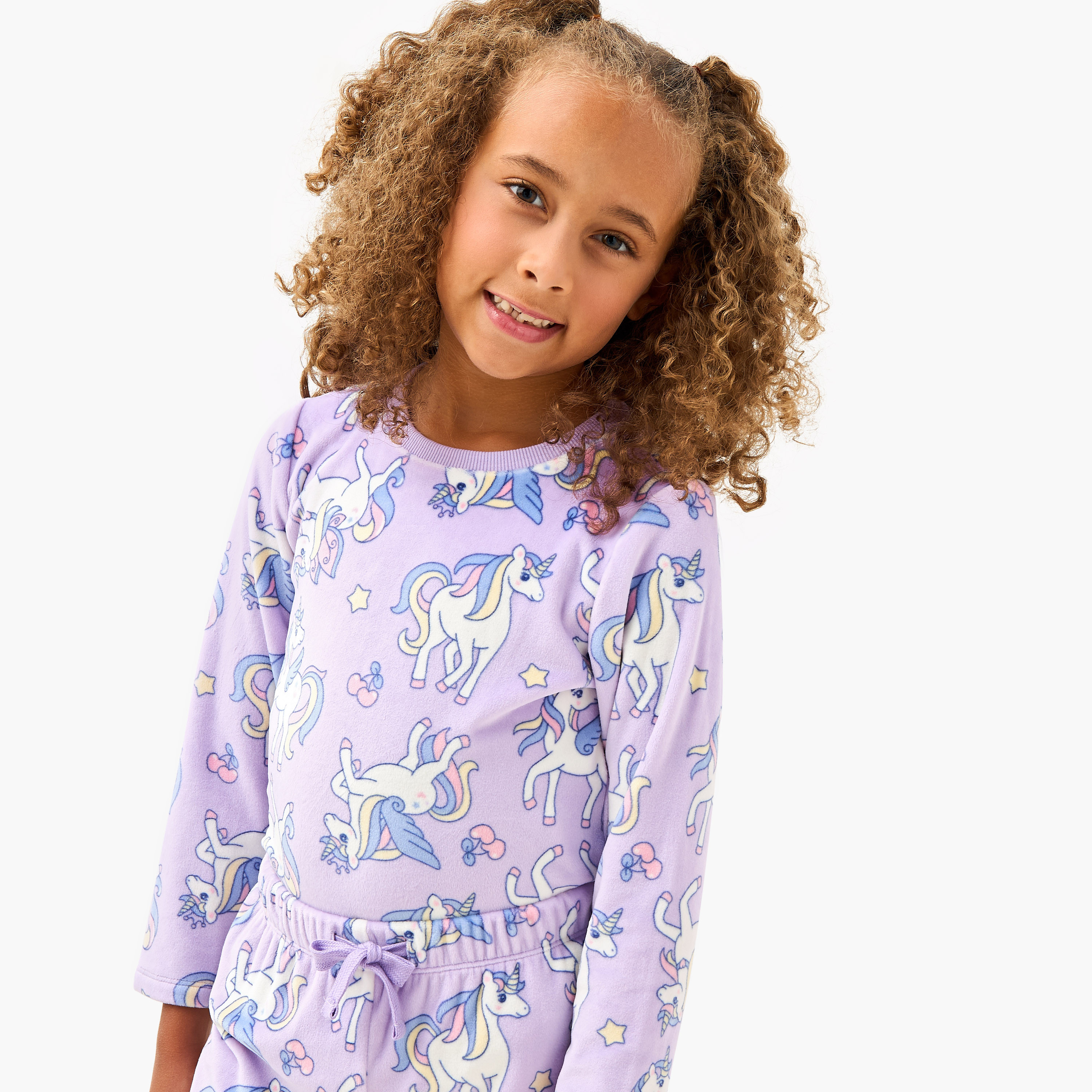 Juniors Unicorn Print T-shirt and Pyjama Set-baby-girls-clothing-winterwear-pyjamasets-image-5