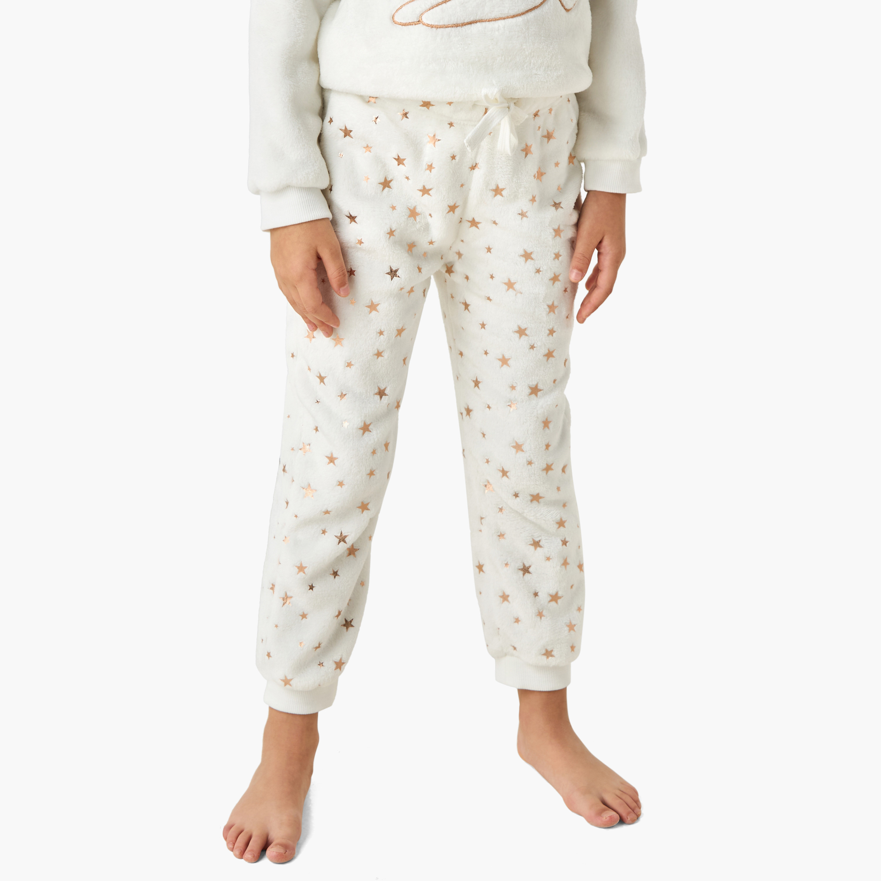 Juniors Girls Pyjama Set with Embroidery - Cotton Blend - Long Sleeves - Crew Neck-baby-girls-clothing-winterwear-pyjamasets-image-3
