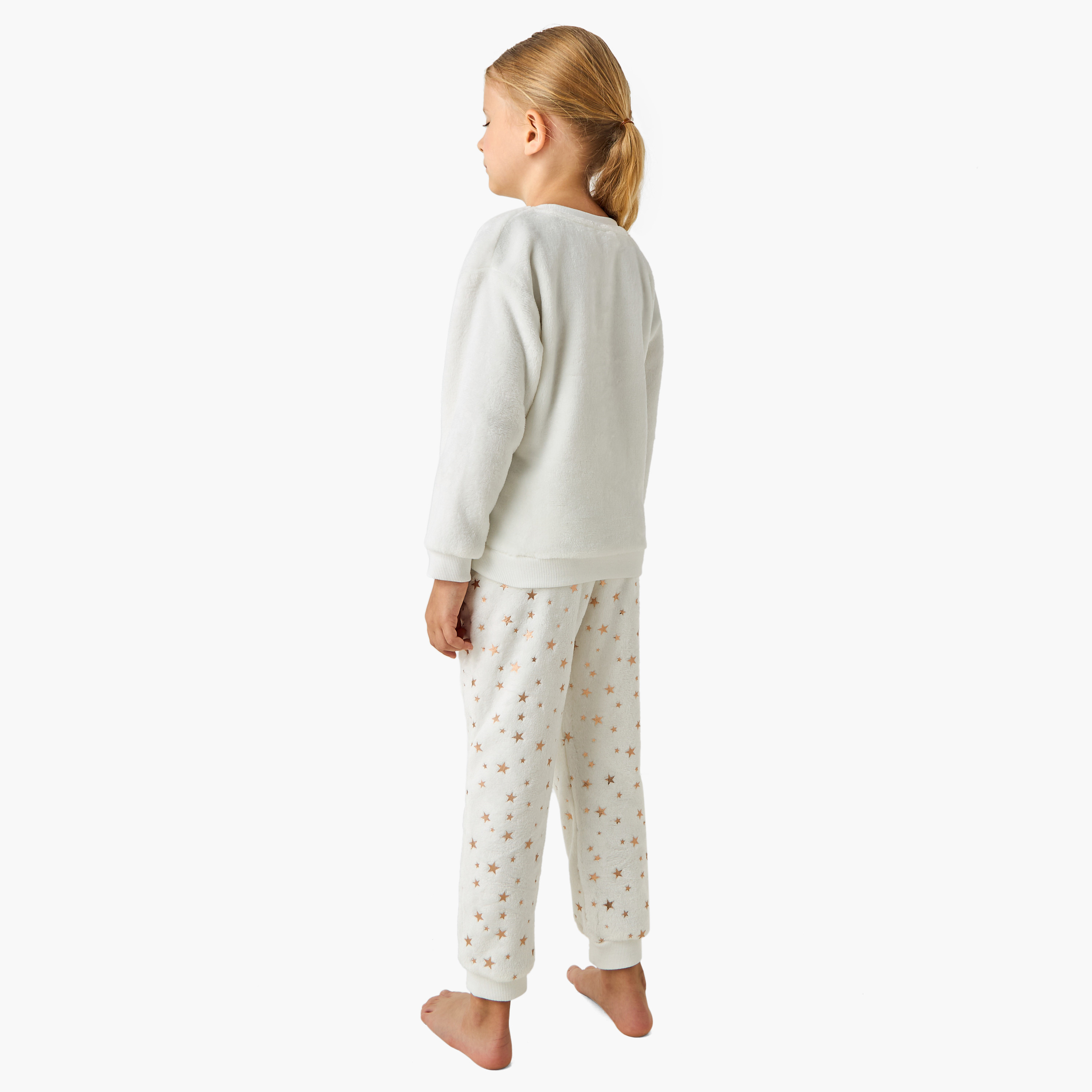 Juniors Girls Pyjama Set with Embroidery - Cotton Blend - Long Sleeves - Crew Neck-baby-girls-clothing-winterwear-pyjamasets-image-4