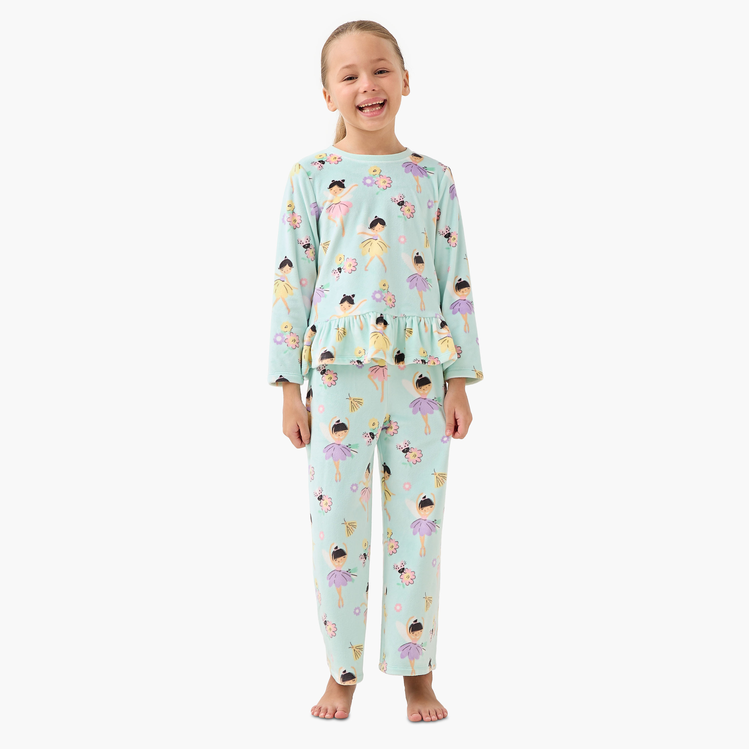 Juniors Ballerina Print Peplum Top and Pyjama Set-baby-girls-clothing-winterwear-pyjamasets-image-1