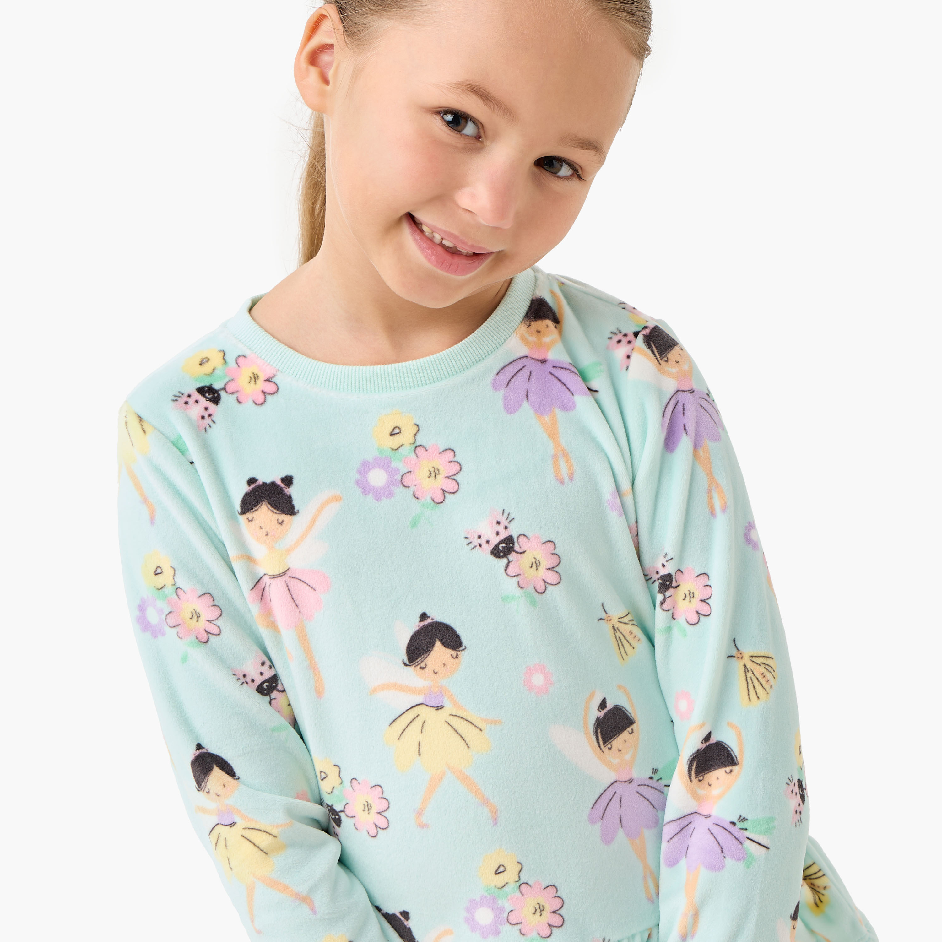 Juniors Ballerina Print Peplum Top and Pyjama Set-baby-girls-clothing-winterwear-pyjamasets-image-5
